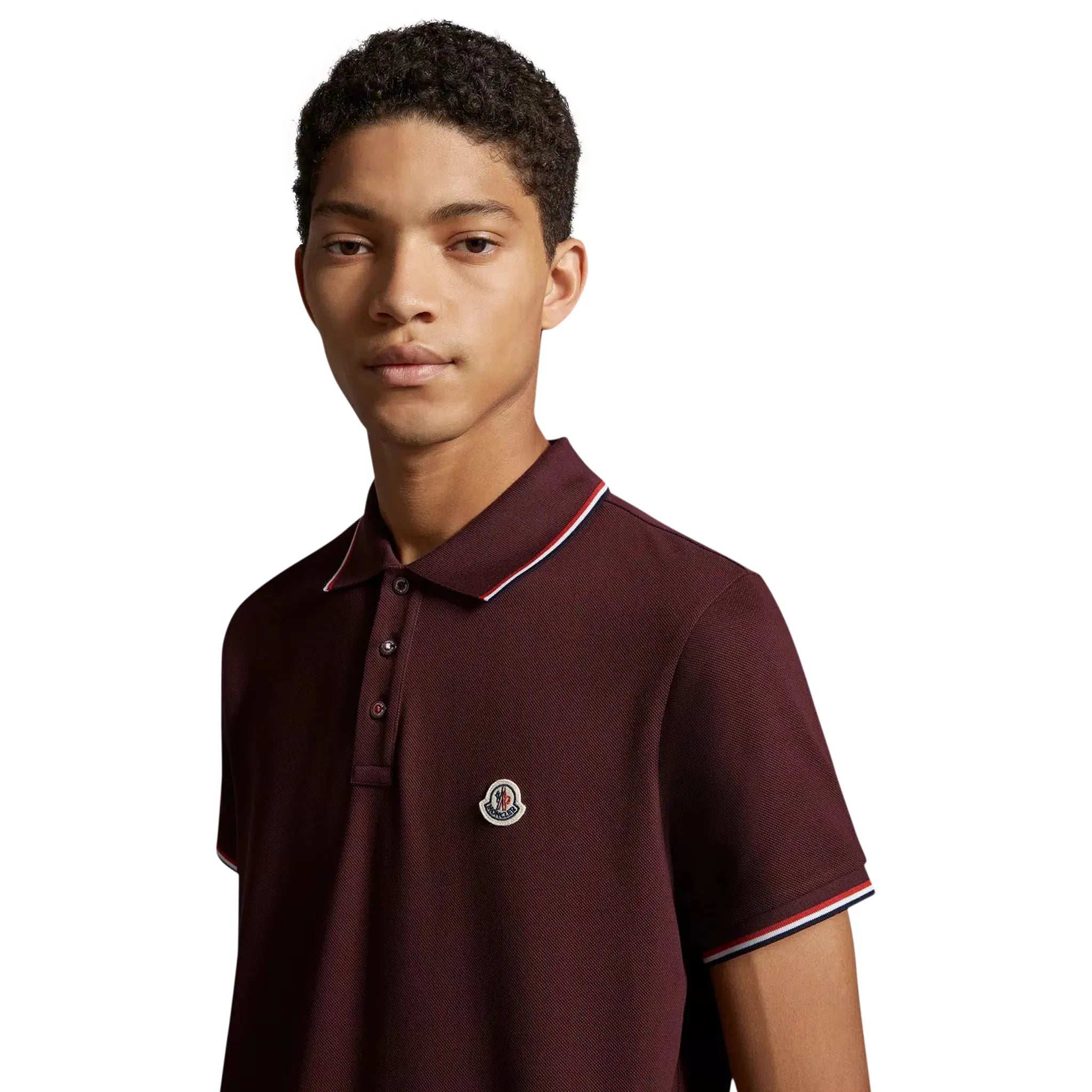 Moncler Men's Burgundy Polo Shirt - Classic Cotton Short Sleeve Casual Shirt for Golf, Business & Summer Wear