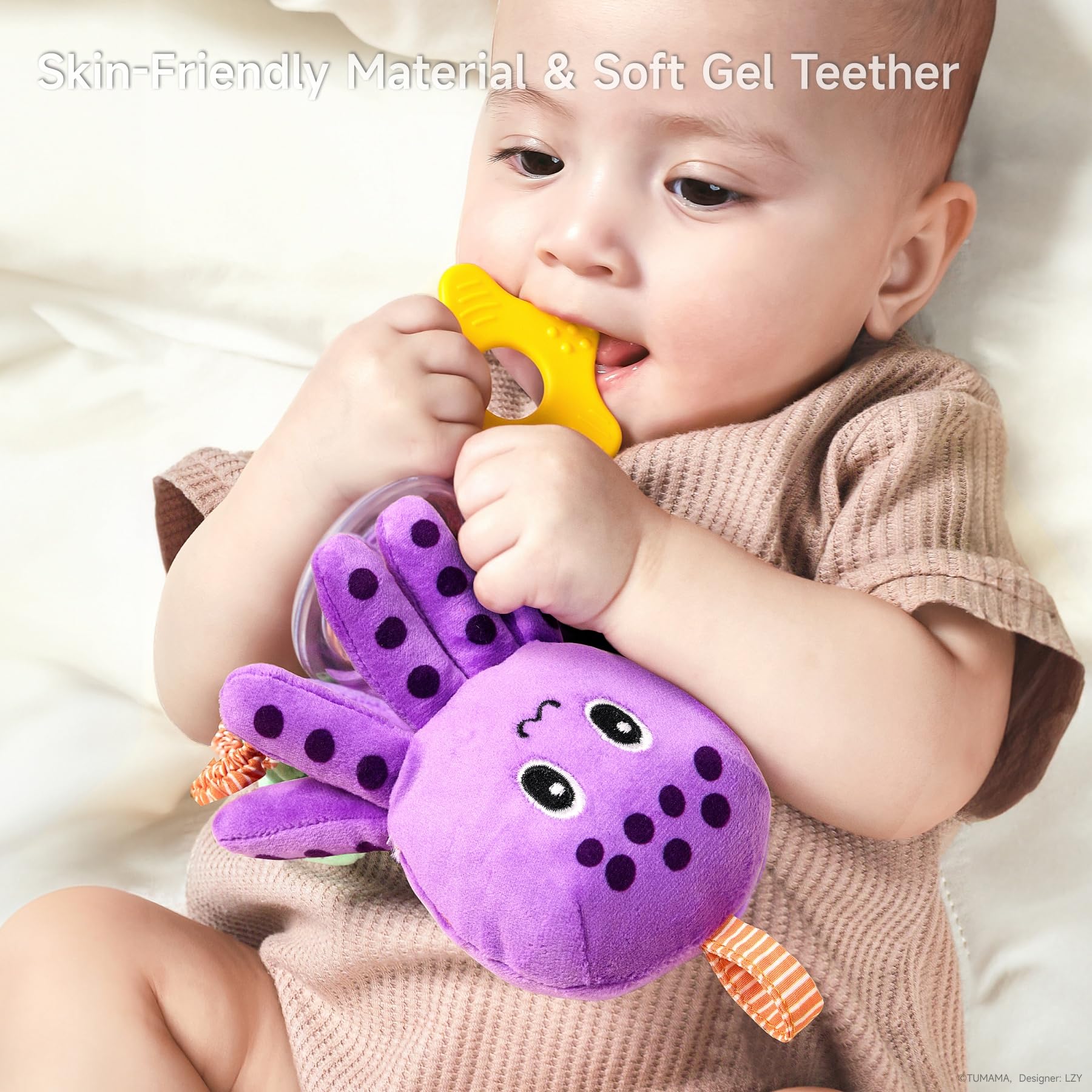 TUMAMA Baby Toys 0-12 Months - Soft Hanging Stroller & Crib Toys with Crinkle, Rattle & Teether - Sensory Developmental Toys for Newborns - Perfect for Car Seat, Stroller & Nursery Playtime