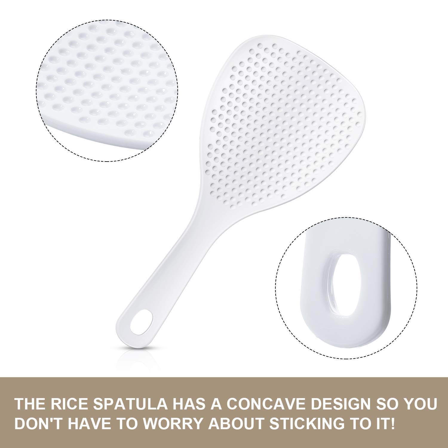 Boao 6-Piece Rice Paddle Set - 7.5 Inch Non-Stick Plastic Rice Spoon, Potato Server & Kitchen Spatula - Perfect for Cooking, Serving Rice & Mashed Potatoes in Restaurants & Home Kitchens