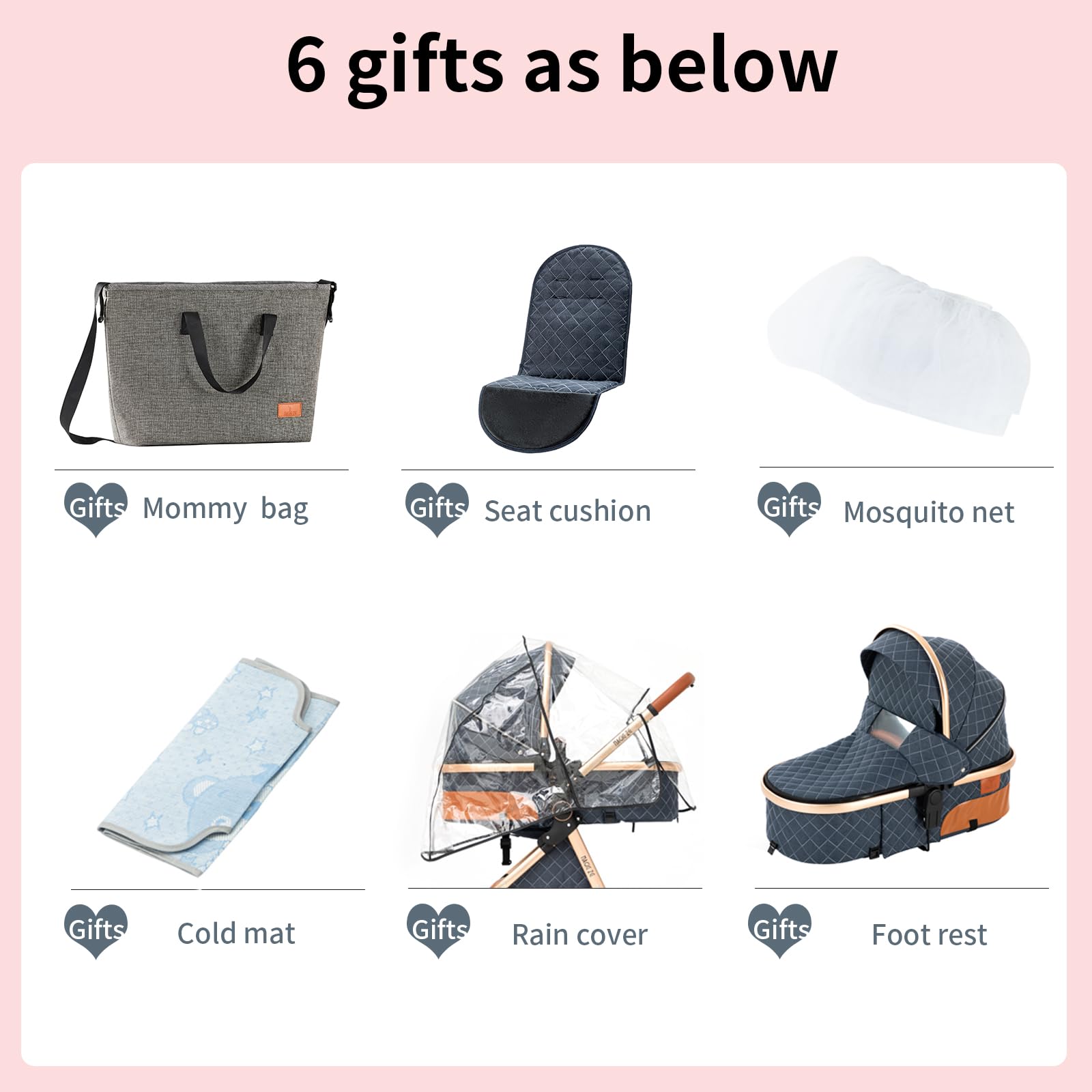 3 in 1 Convertible Baby Stroller Travel System - Reversible Luxury Pushchair with Foldable Design & Infant Car Seat Base | Lightweight Portable Pram for Newborns, Toddlers | Perfect for Shopping, Park Walks & Air Travel (UDV9-GREY)