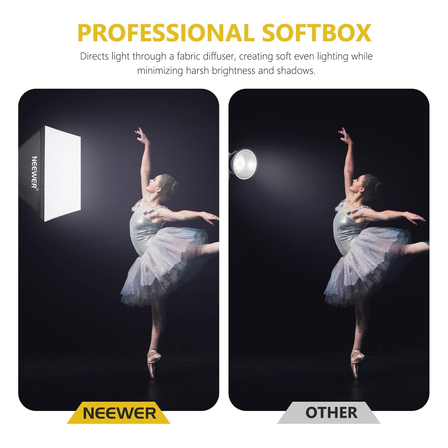 NEEWER NK200 24x24/60x60CM 700W Professional Photography Softbox Lighting Kit - Perfect for Studio, Portrait, and Product Photography