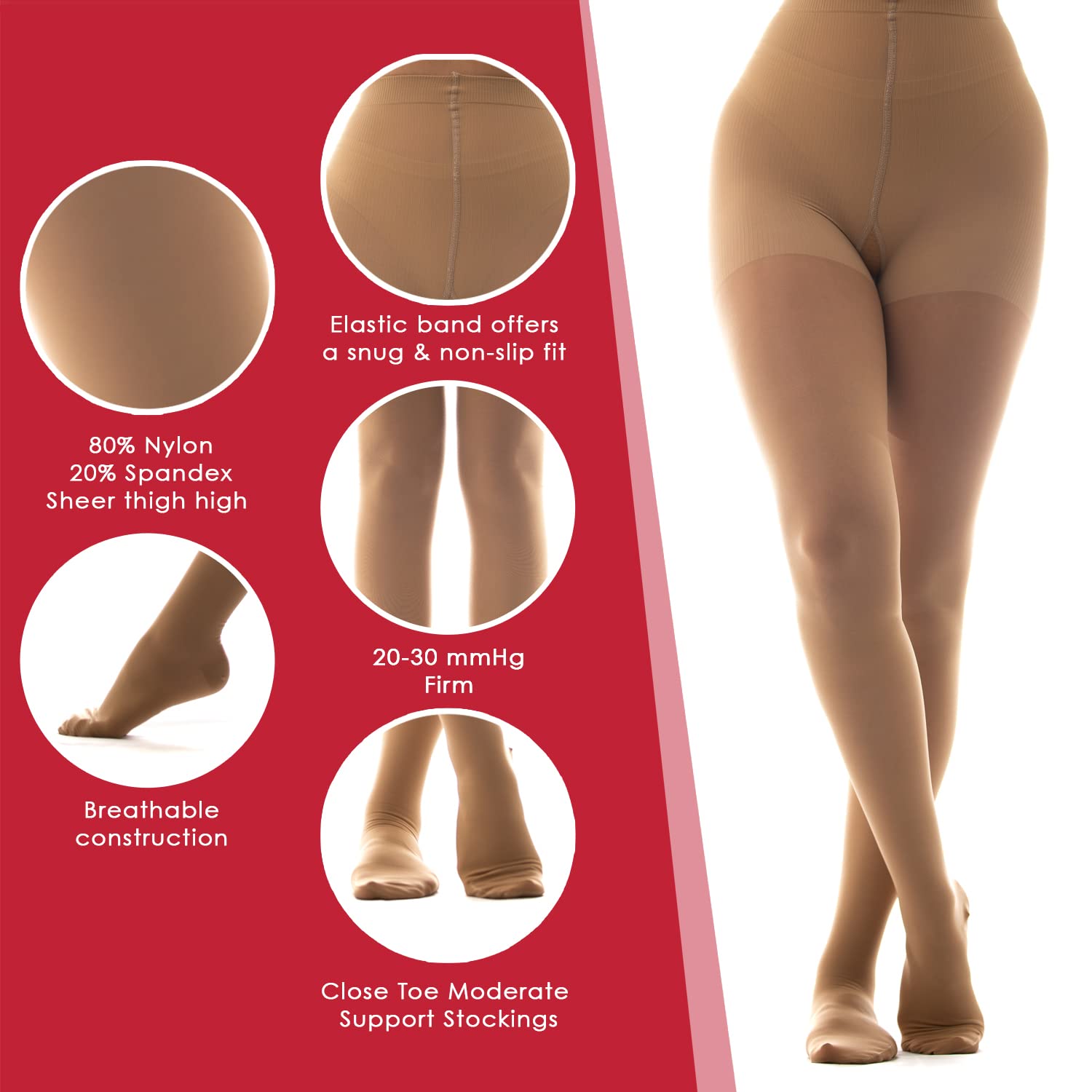 Medicella Women's Sheer Tights - Comfortable & Stylish Nylon Stockings for Everyday Wear, Office, or Special Occasions
