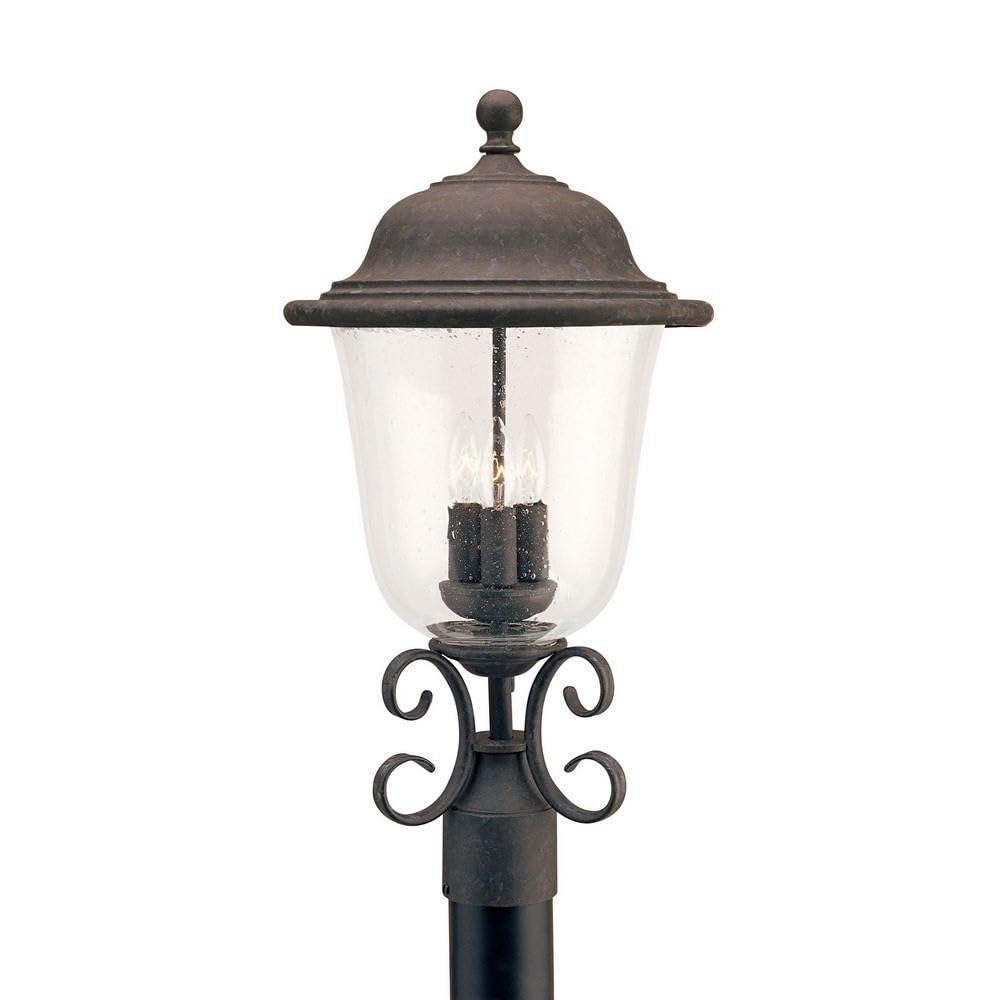 Three Light Outdoor Post Lantern with Oxidized Bronze Finish - Traditional Incandescent Outdoor Lighting Fixture for Porch, Garden & Pathway (Model 73-Bel-608621)