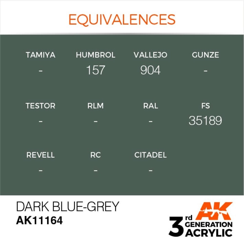 AK Interactive AK11164 Dark Blue Grey Acrylic Paint - 17ml Bottle (3rd Gen) - Premium Model Paint for Miniatures, Warhammer, and Scale Models