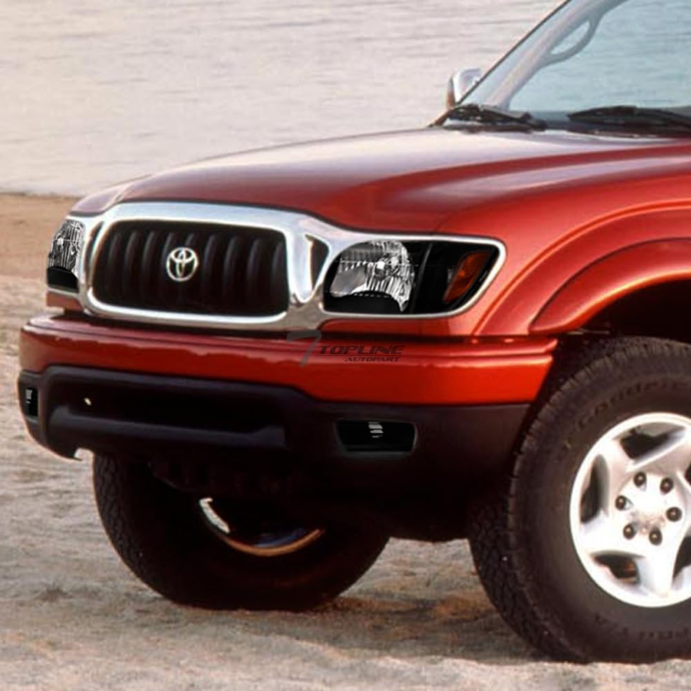 R&L Racing Black Factory Style Headlights with Corner Signal & Bumper Lamp Amber - Compatible with Toyota Tacoma 2001-2004 | Durable LED Lighting for Off-Road Adventures & Night Driving