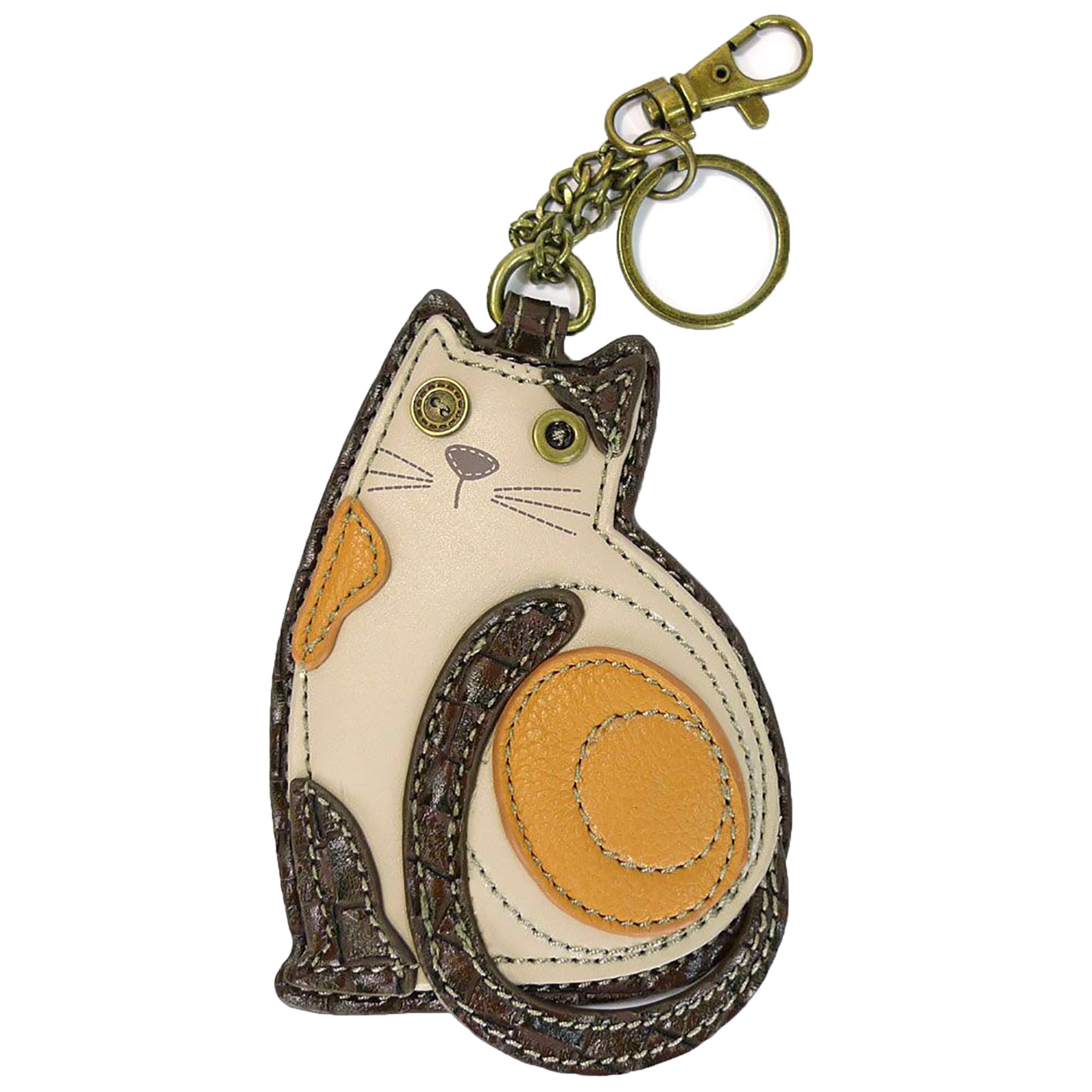 CHALA Women's Canvas Crossbody Bag with Patch & Key Fob - Sand Color (Lazy Cat Design) - Perfect for Casual Outings, Travel & Everyday Use