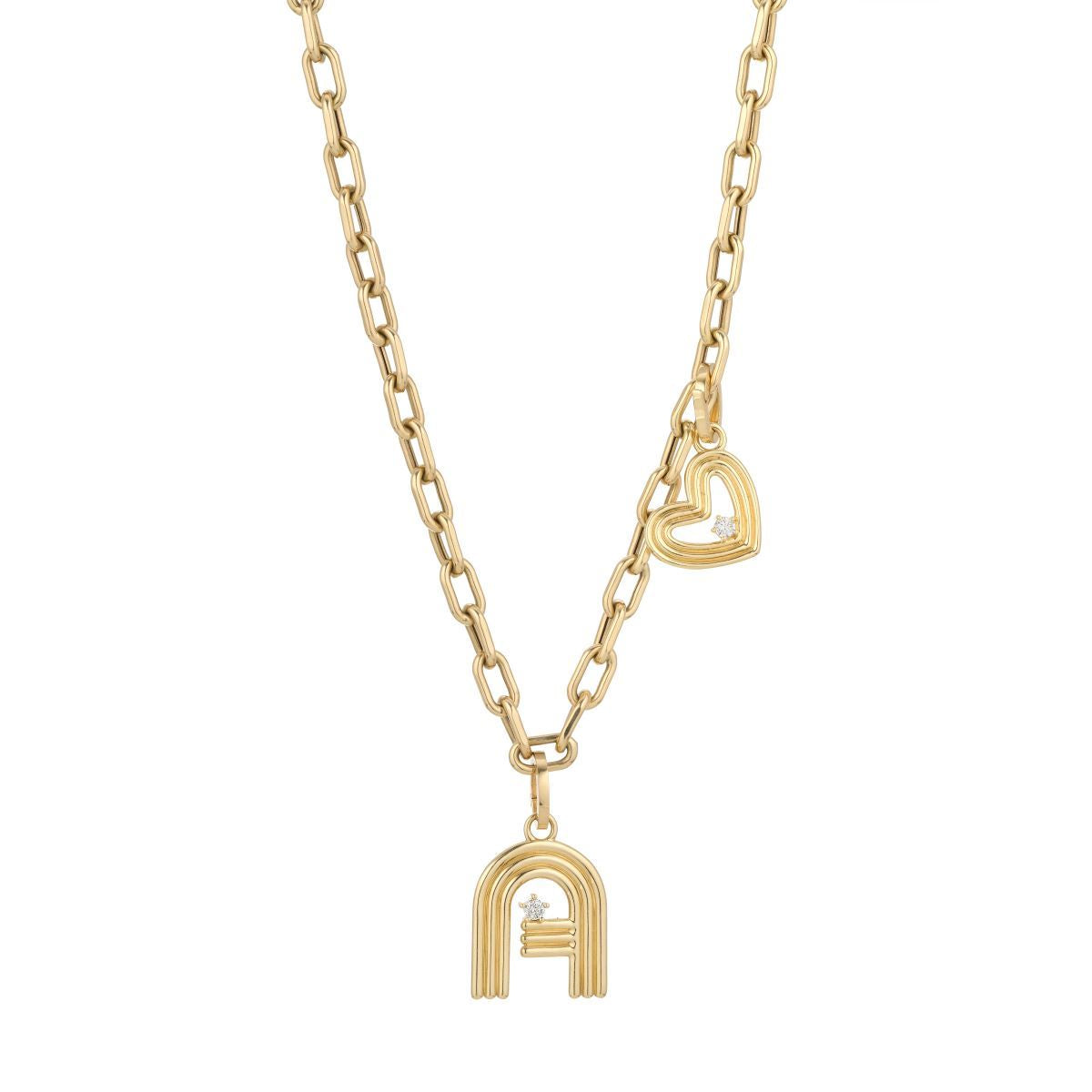 4mm Groovy Italian Chain Initial Heart Necklace - Personalized Name Pendant for Women - Valentine's Day Gift, Birthday Present, Anniversary Jewelry - Perfect for Everyday Wear & Special Occasions