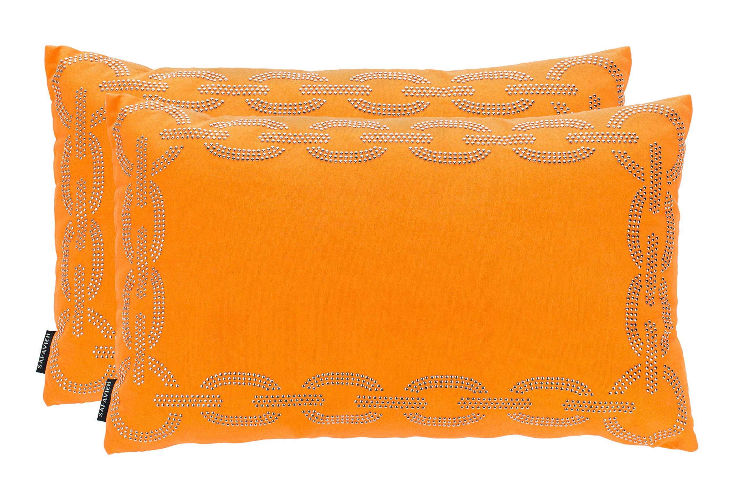 SAFAVIEH Sibine Orange Throw Pillows 12x20 Inches (Set of 2) - Soft Decorative Cushions for Sofa, Bed, Living Room & Home Decor
