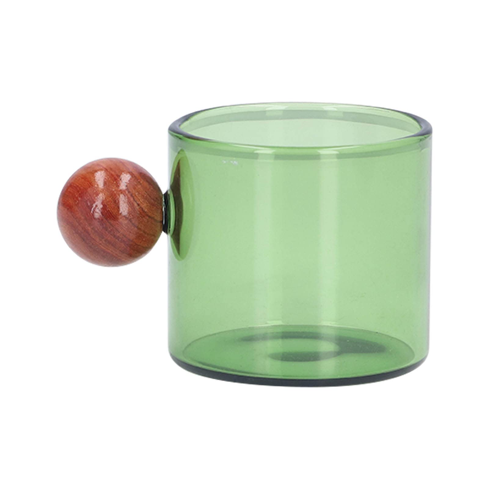 Premium Clear Glass Coffee Mug - Heat Resistant Glass Cup with Wooden Lid for Coffee, Tea, Beer - Perfect for Home, Office & Cafe Use (Green)