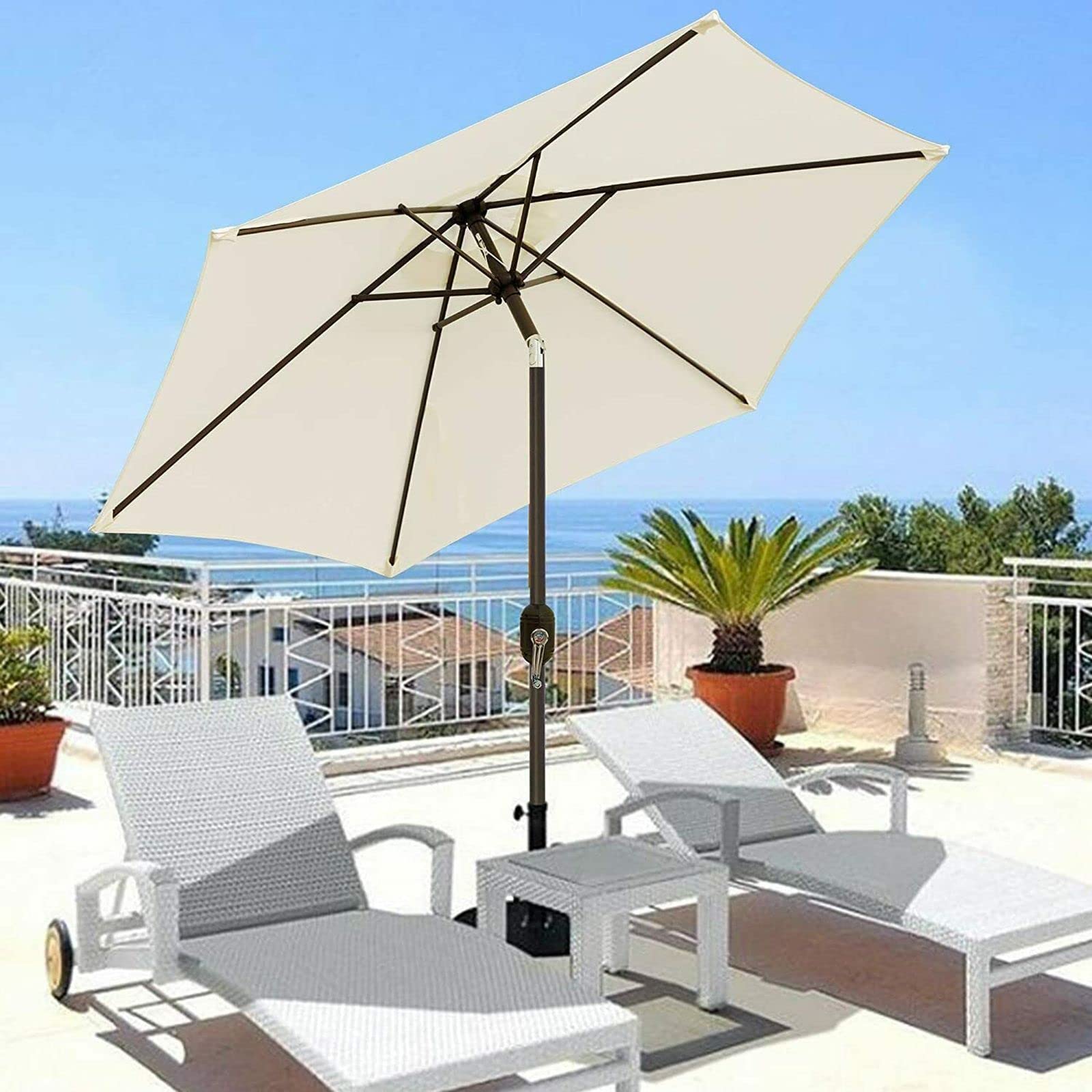 Large Windproof Patio Umbrella - Outdoor Sun Shade for Backyard, Garden, Deck & Picnic | Portable Rectangular Sunbrella for Patio & Outdoor Use
