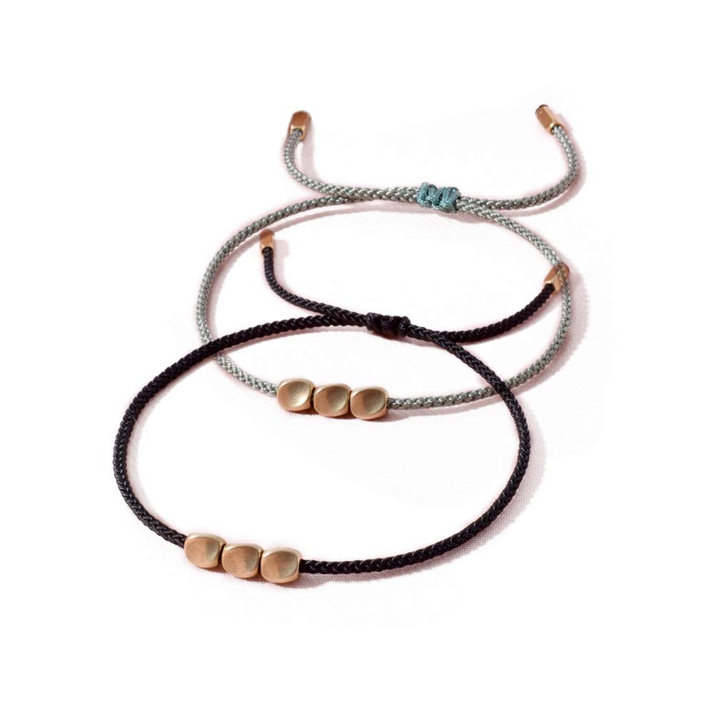 Handmade Tibetan Copper Beads Bracelet - Lucky Braided Cotton Rope Bracelet for Women & Men | Boho Chic Jewelry for Everyday Wear, Meditation & Gift Giving