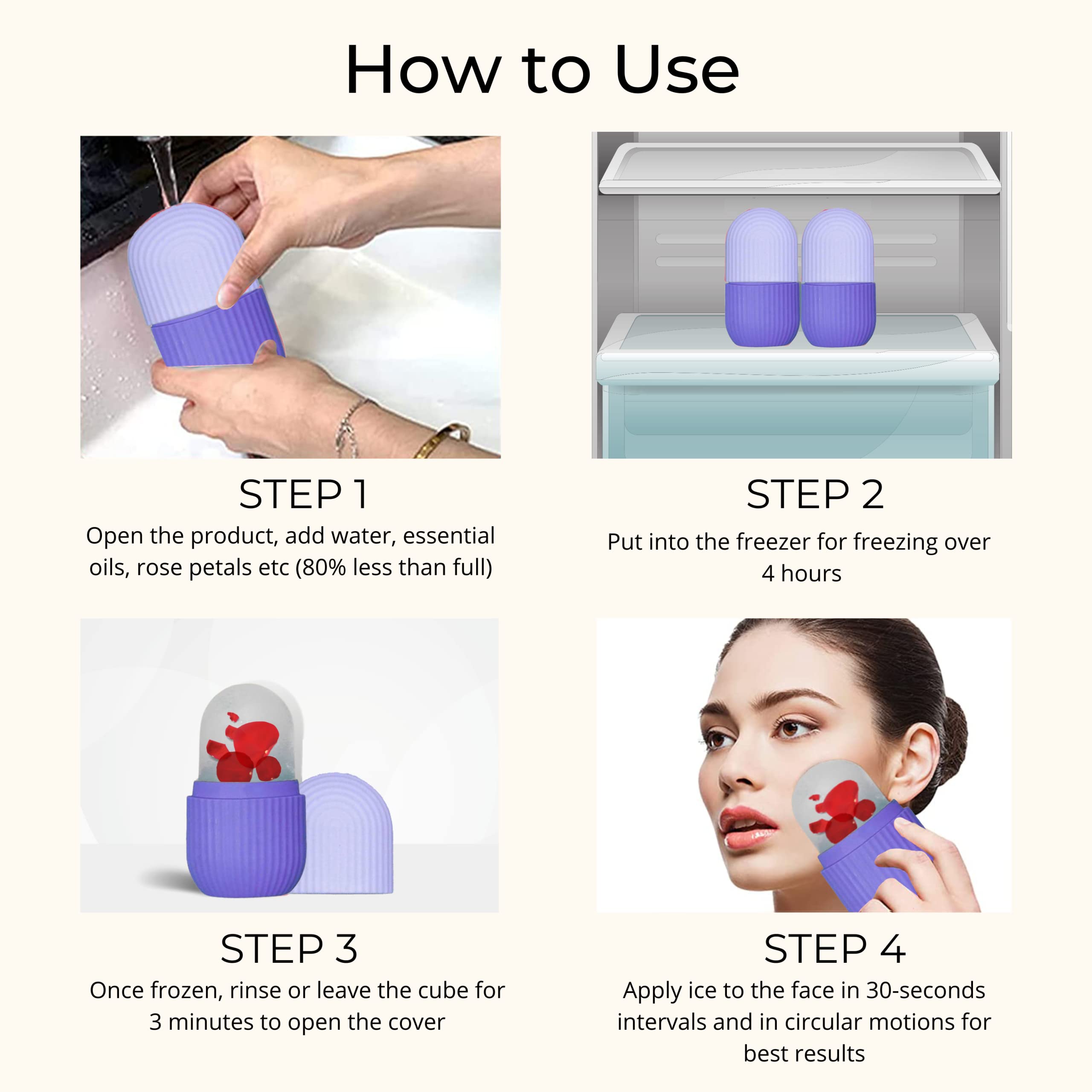 Ashtavinayak Store Ice Roller for Face, Neck & Eyes - Reusable Cooling Massage Tool for Glowing & Tightened Skin (Purple) | Reduce Puffiness, Soothe Sunburn & Refresh Skin - Perfect for Morning Routine & Post-Workout Recovery
