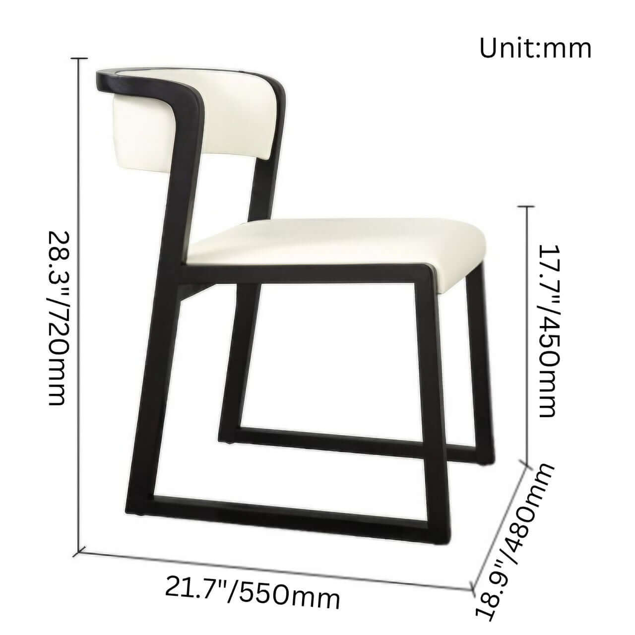 Premium White Leather Dining Chair with Solid Wood Frame - Modern Minimalist Design for Home, Office, and Restaurant Use