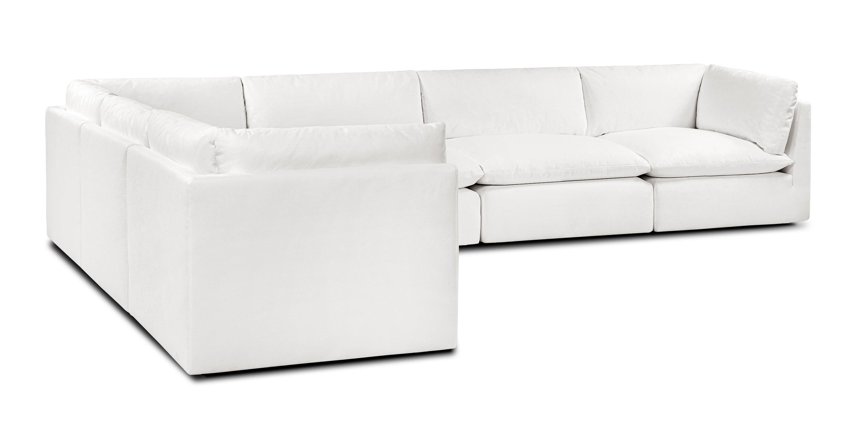 5-Piece Davos Modular Corner Sectional Sofa Set - Modern L-Shaped Couch for Living Room, Family Room & Home Theater - Soft Fabric Upholstery with Reversible Chaise