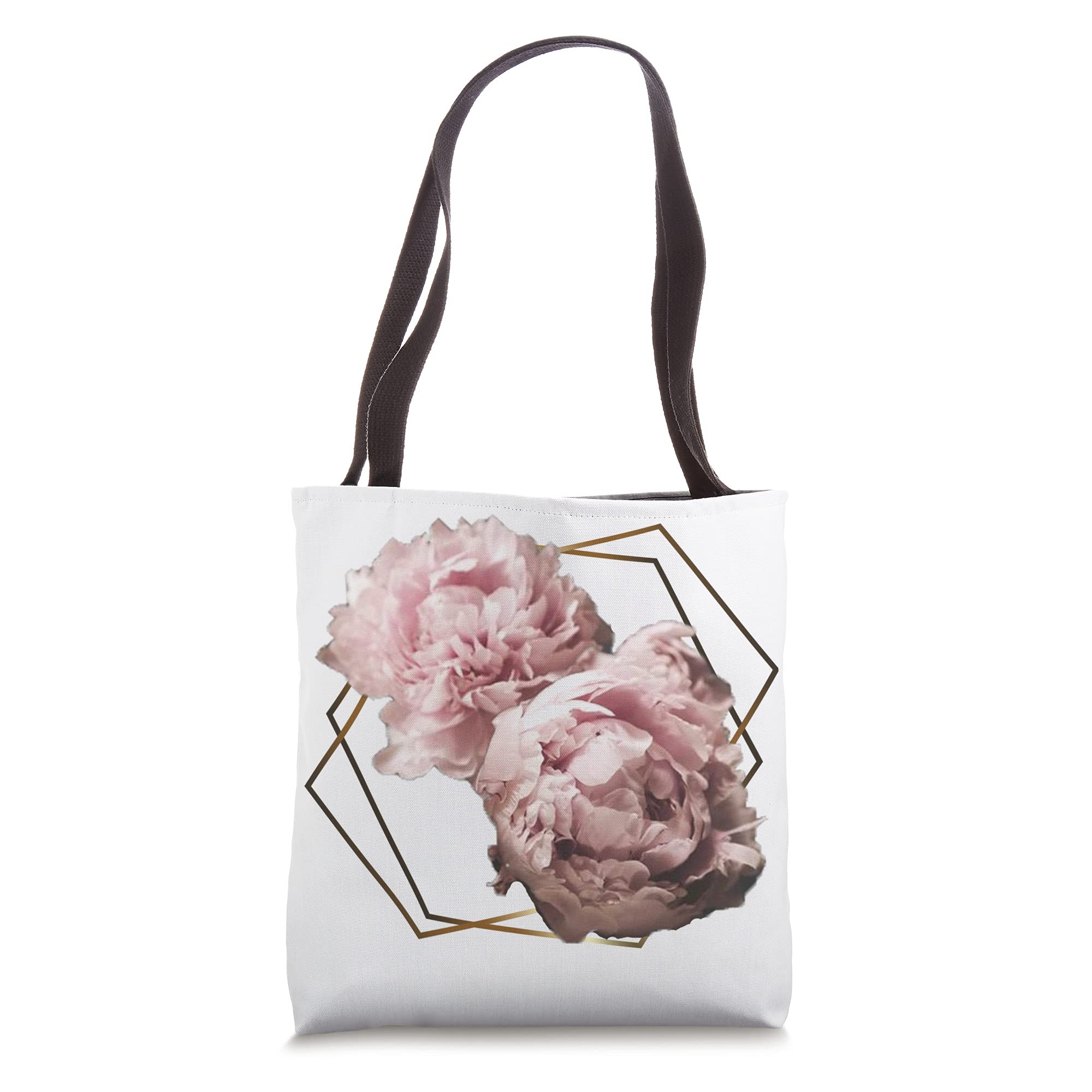 Stylish Geometric Peony Print Canvas Tote Bag - Large Reusable Shopping Bag for Women, Beach, Work & Travel | Fashionable Eco-Friendly Handbag for Everyday Use