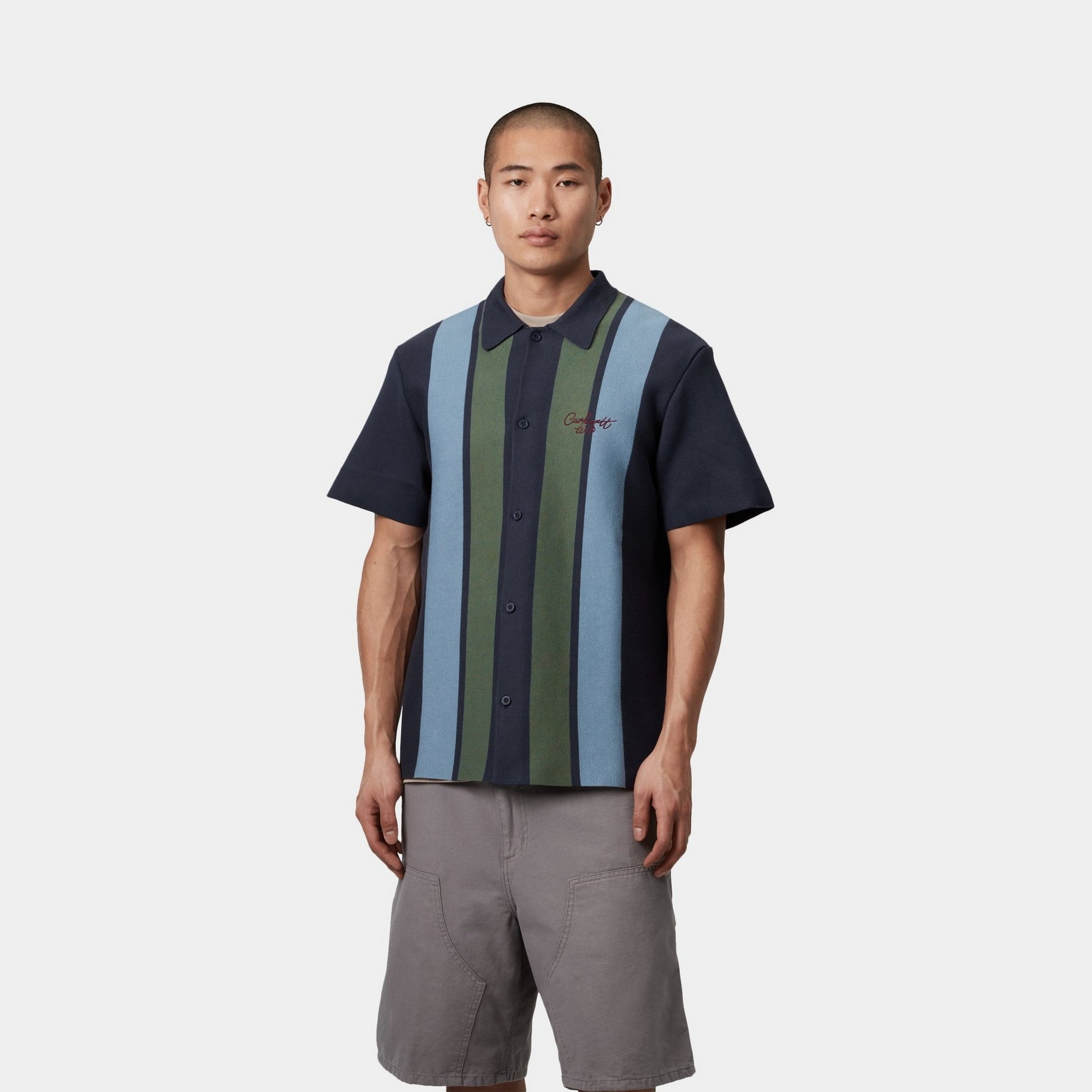 Memory Knit Shirt for Men | Soft & Comfortable Ink Percy Stripe Casual Top | Perfect for Office, Travel & Everyday Wear