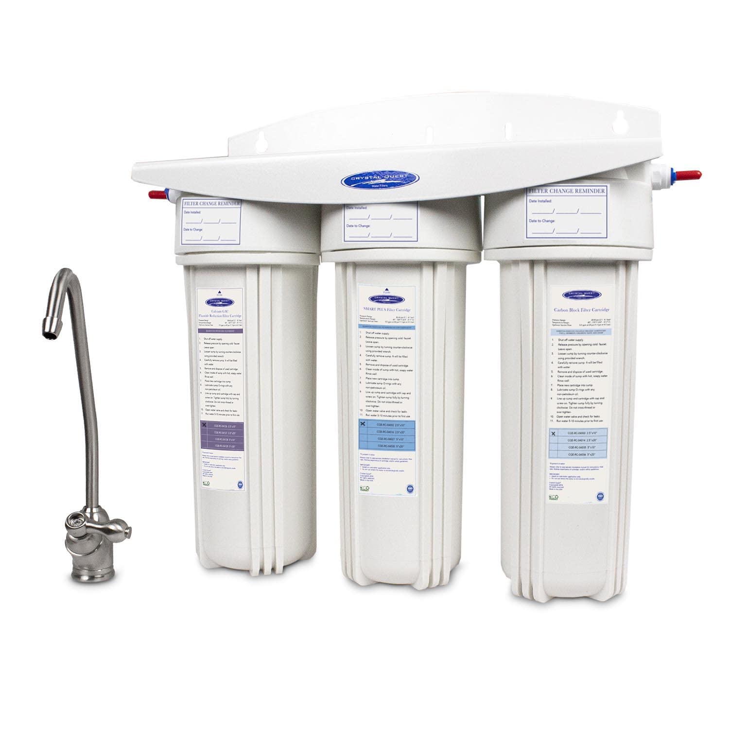 Crystal Quest Fluoride Under Sink Water Filter System - High Capacity Filtration Reduces Fluoride, Chlorine, Chloramine, PFAS | Clean Drinking Water for Home & Office | Perfect for Kitchen, RV, and Small Spaces