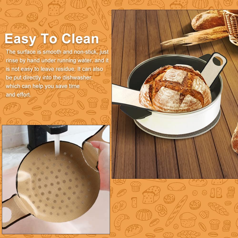 YAANBUNB 21cm Silicone Bread Sling for Dutch Oven - Reusable Non-Stick Baking Mat for Sourdough, Round Bread & Pastries | Easy Dough Transfer with Long Handle | Perfect for Artisan Bread Baking, Homemade Pizza & Kitchen Baking Accessories