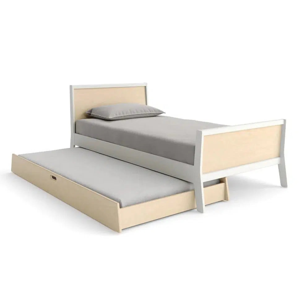Oeuf Sparrow Trundle Bed - Solid Birch Wood Twin Daybed with Pull-Out Trundle | Perfect for Kids' Bedroom, Guest Room & Small Space Saving Solution