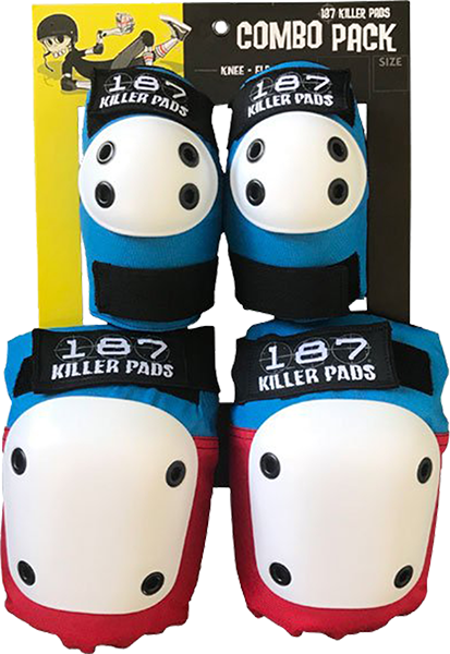 187-Piece Knee & Elbow Pad Set - S/M Size - Red, White & Blue Protective Gear for Skateboarding, Cycling & Sports | Brand New Safety Pads
