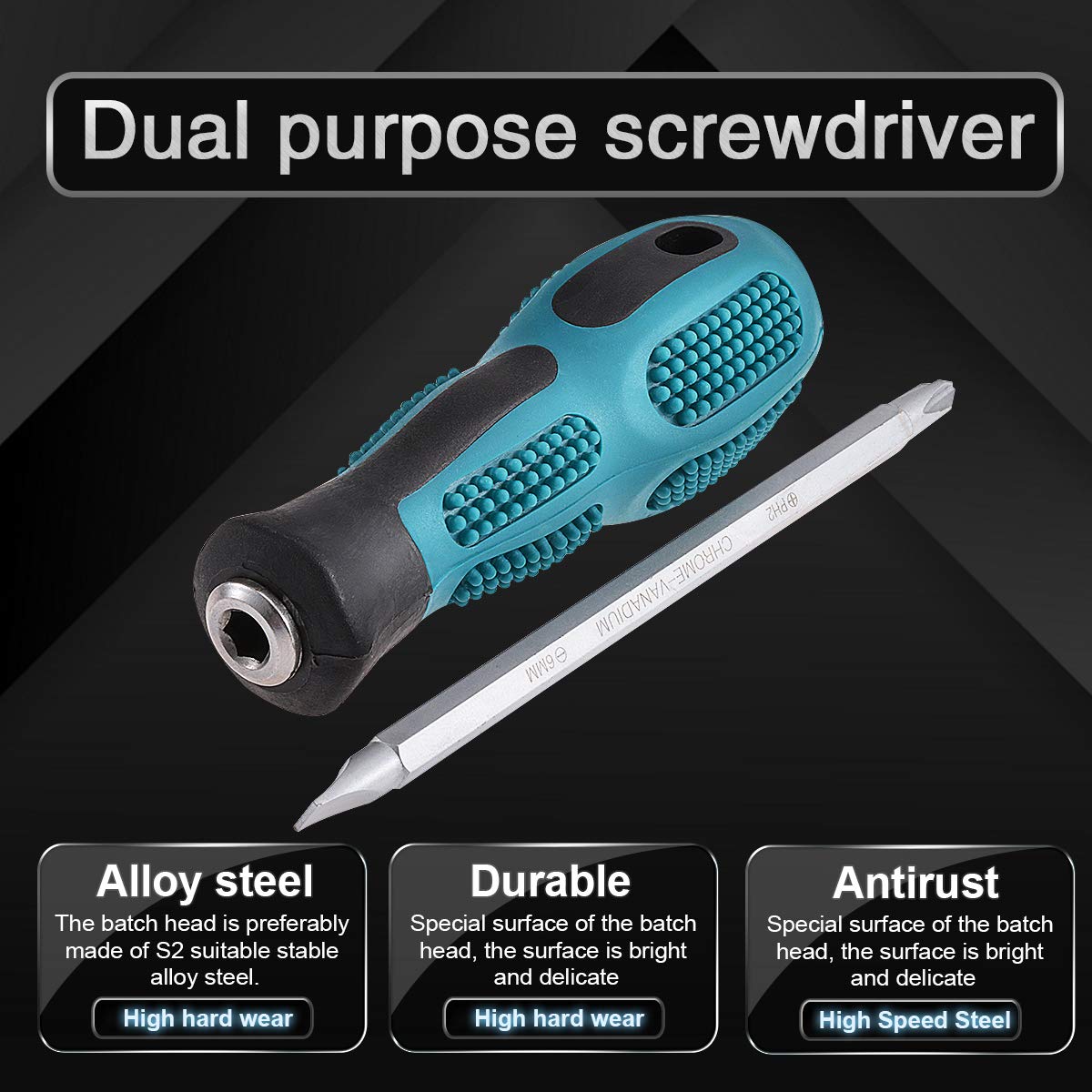 Dual-Purpose Flat Head & Phillips Screwdriver - 6mm Tip, 100mm Shank - Professional & Home Tool Kit Essential for DIY Projects, Furniture Assembly & Electronics Repair