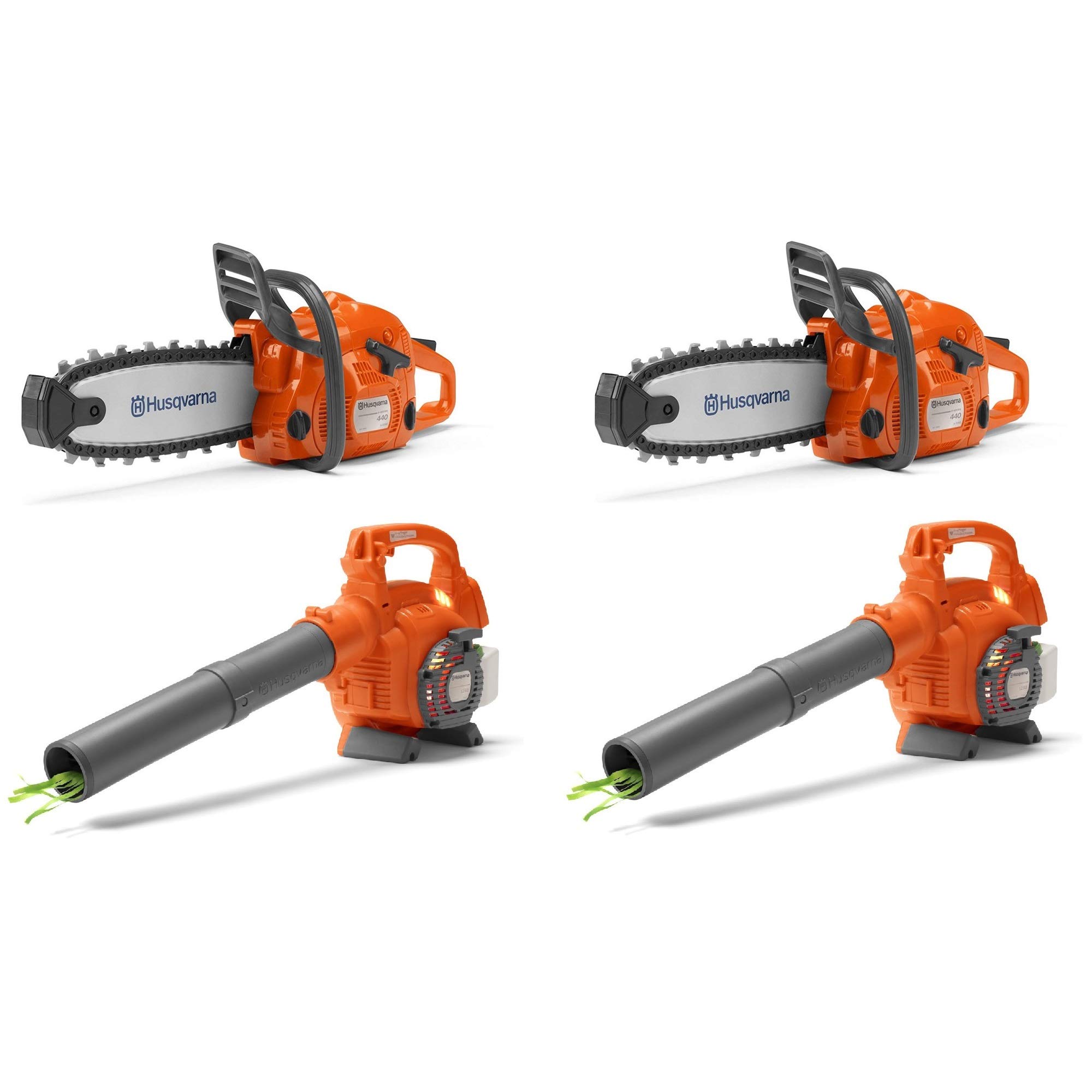 Husqvarna 2-Pack Battery Operated Toy Chainsaw & Leaf Blower Set - Kids Outdoor Pretend Play Gardening Tools for Yard Work & Role Play