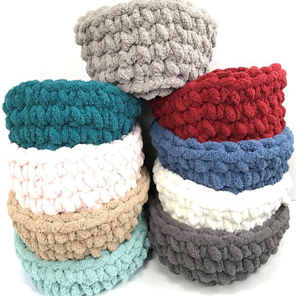 Jumbo Chenille Yarn - Orange Yellow Chunky Knit Yarn (32.4oz) - Ultra Soft Fluffy Bulky Yarn for Extreme Knitting - Washable Thick Knit Yarn (4 Skeins) - Perfect for Blankets, Scarves, and DIY Home Decor Projects