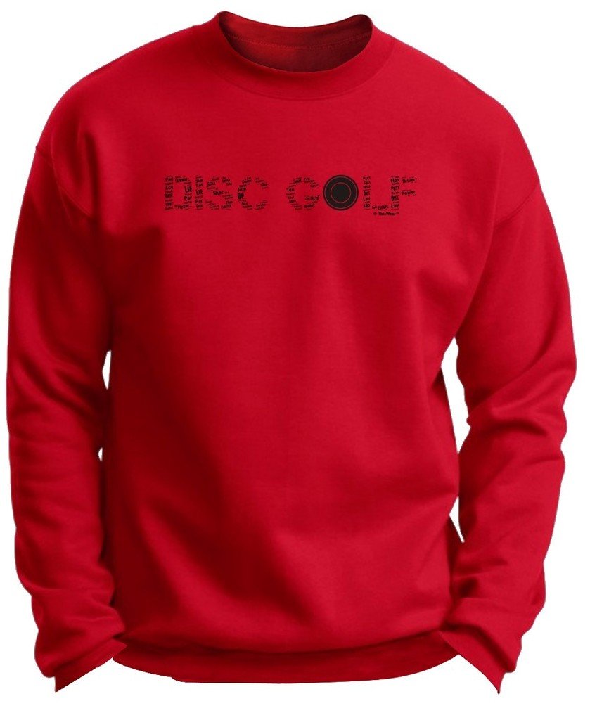 ThisWear Disc Golf Word Collage Premium Crewneck Sweatshirt - Unique Frisbee Golf Gift for Men & Women - Perfect for Casual Wear, Tournaments and Outdoor Activities