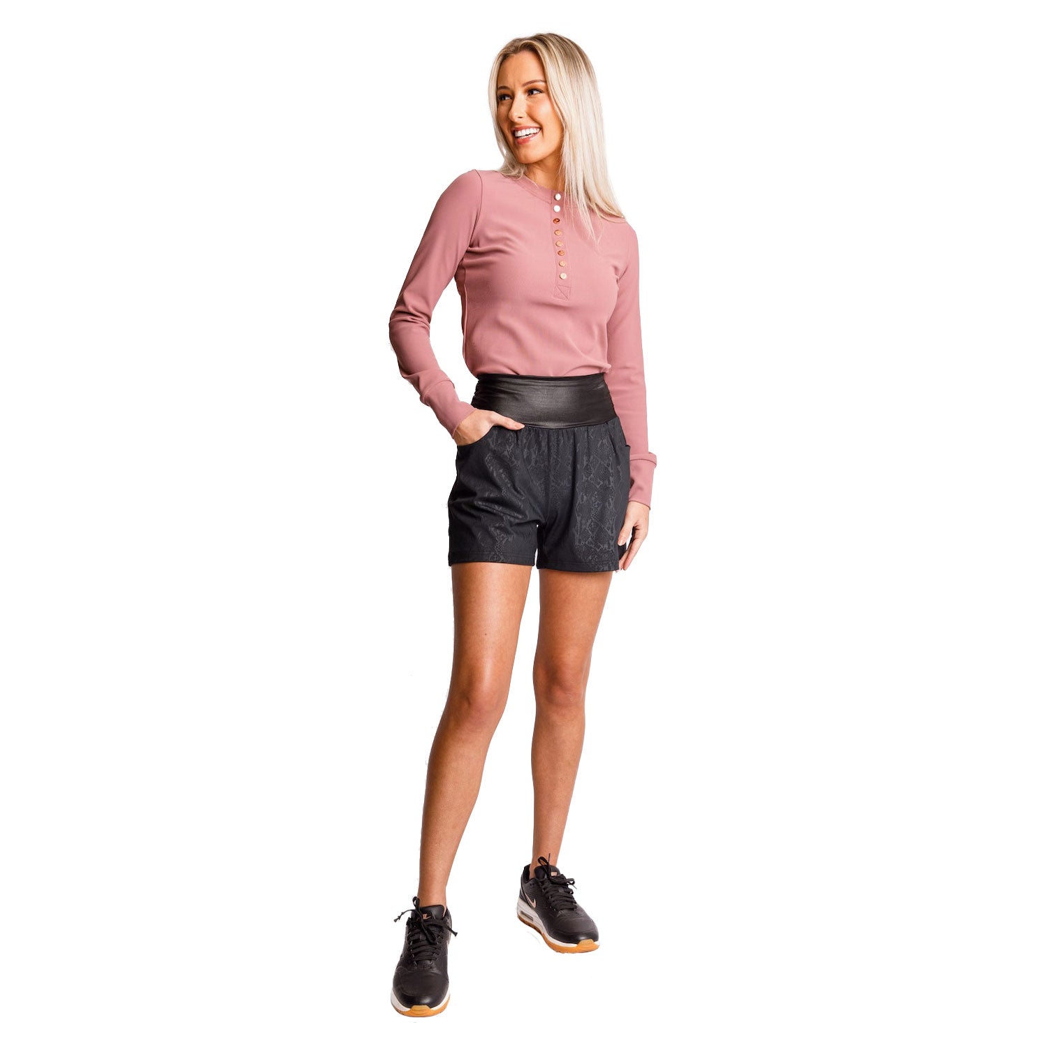 Calliope Lucky in Leather Snakeskin Women's Golf Shorts - Stylish & Comfortable Ladies Golf Apparel for Summer Games & Casual Wear