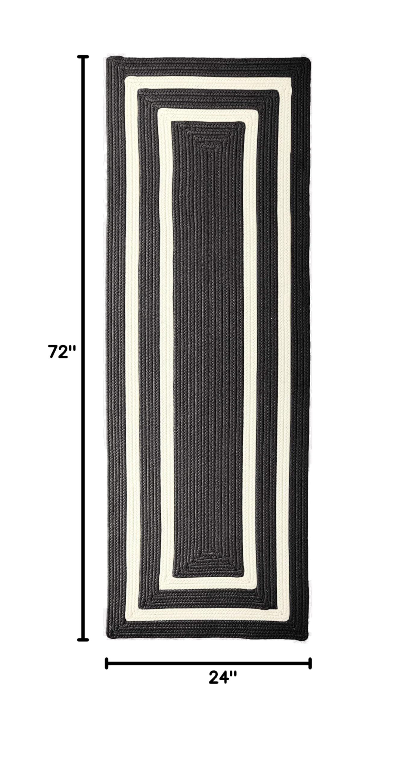 La Playa Rugs 2' x 6' Black & White Striped Runner Rug - Non-Slip Kitchen, Hallway, and Entryway Floor Mat for Home Decor