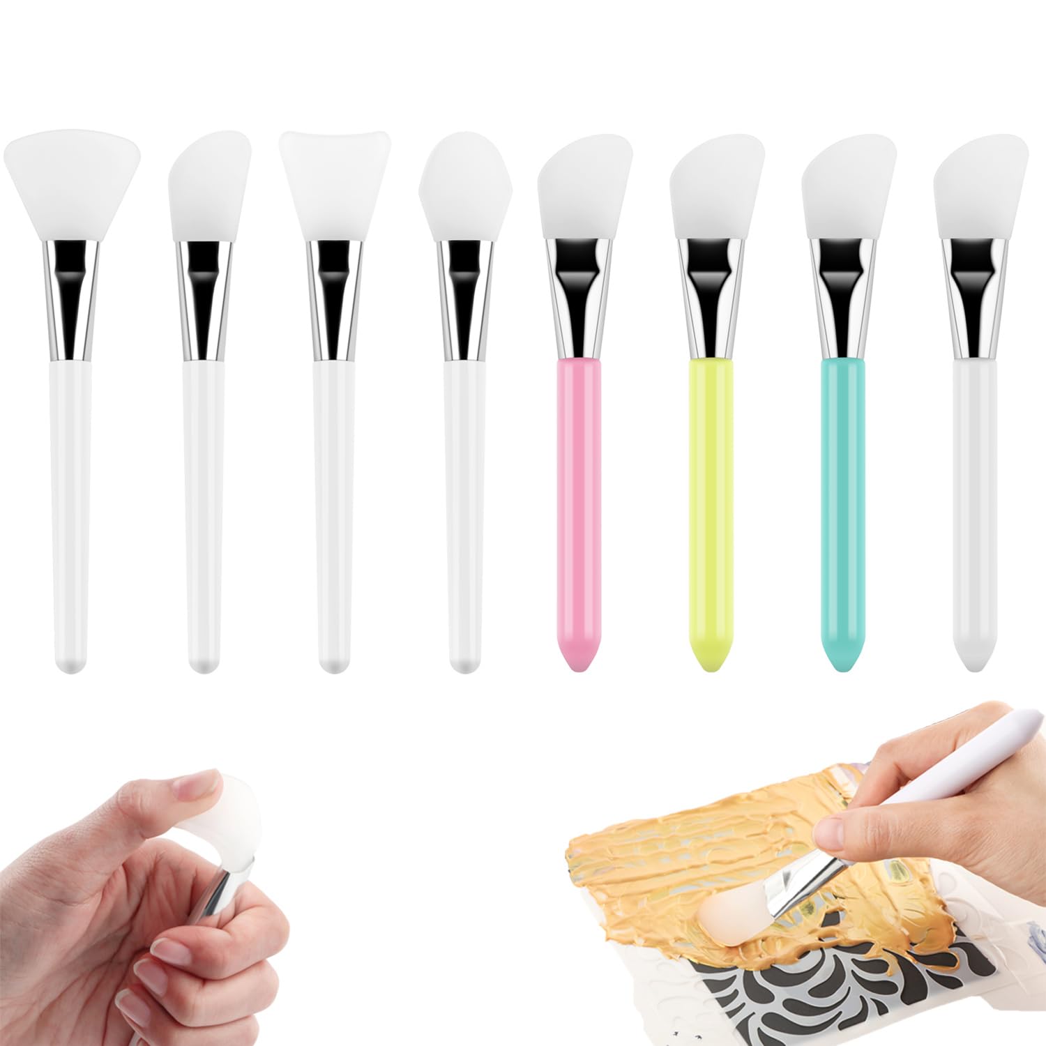 8-Piece Silicone Craft Brush Set - Reusable Epoxy Resin Brushes, Spatula & Spreading Tools for DIY Painting, Mixing & Glitter Tumbler Art - Perfect for Resin Crafts, Acrylic Pouring & Epoxy Projects