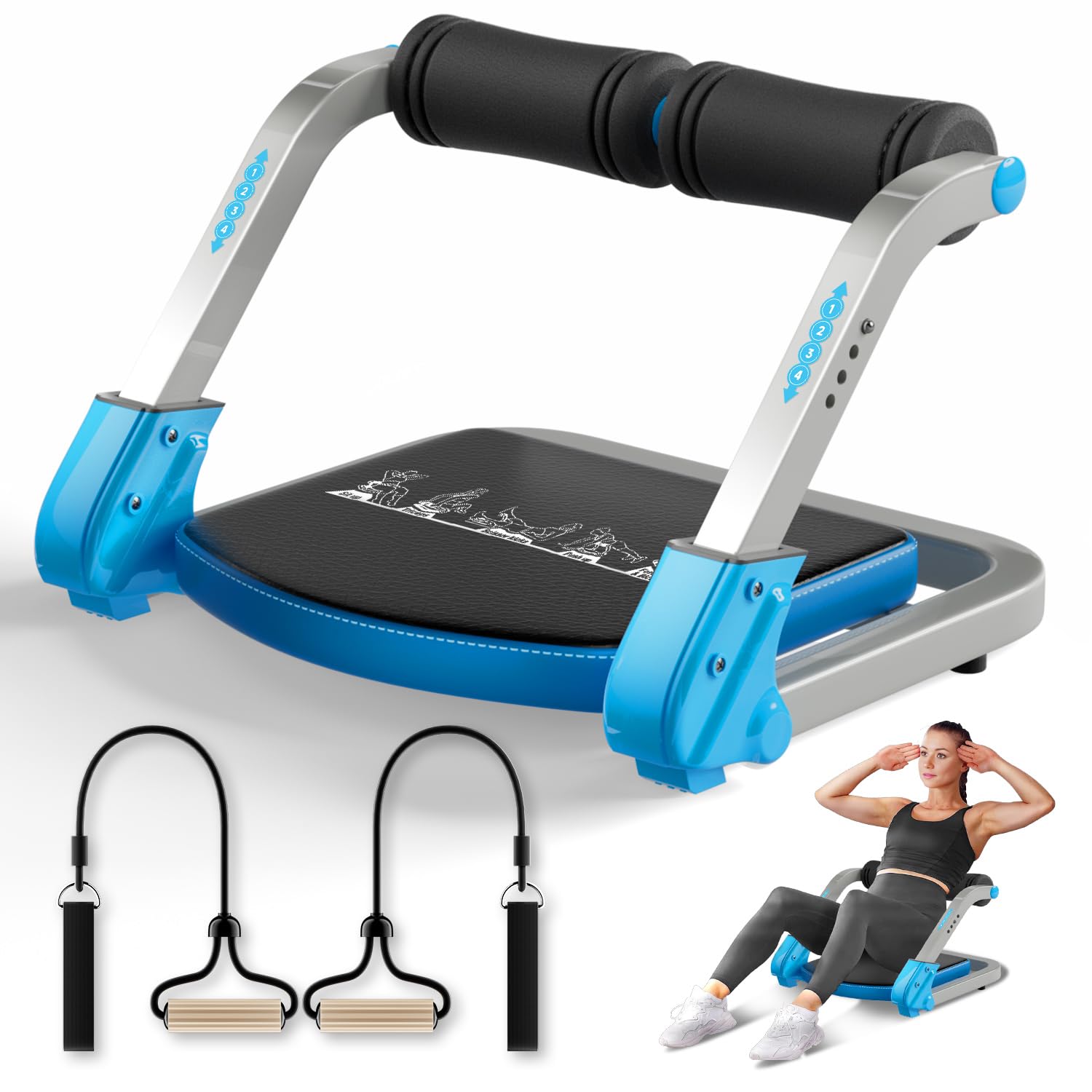 Ab Trainer & Crunch Machine - 4 Adjustable Resistance Ab Workout Equipment for Home Gym, 350 LBS Capacity Sit Up Machine with Automatic Rebound for Core & Stomach Exercises | Perfect for Home Fitness, Toning Abs & Full-Body Workouts