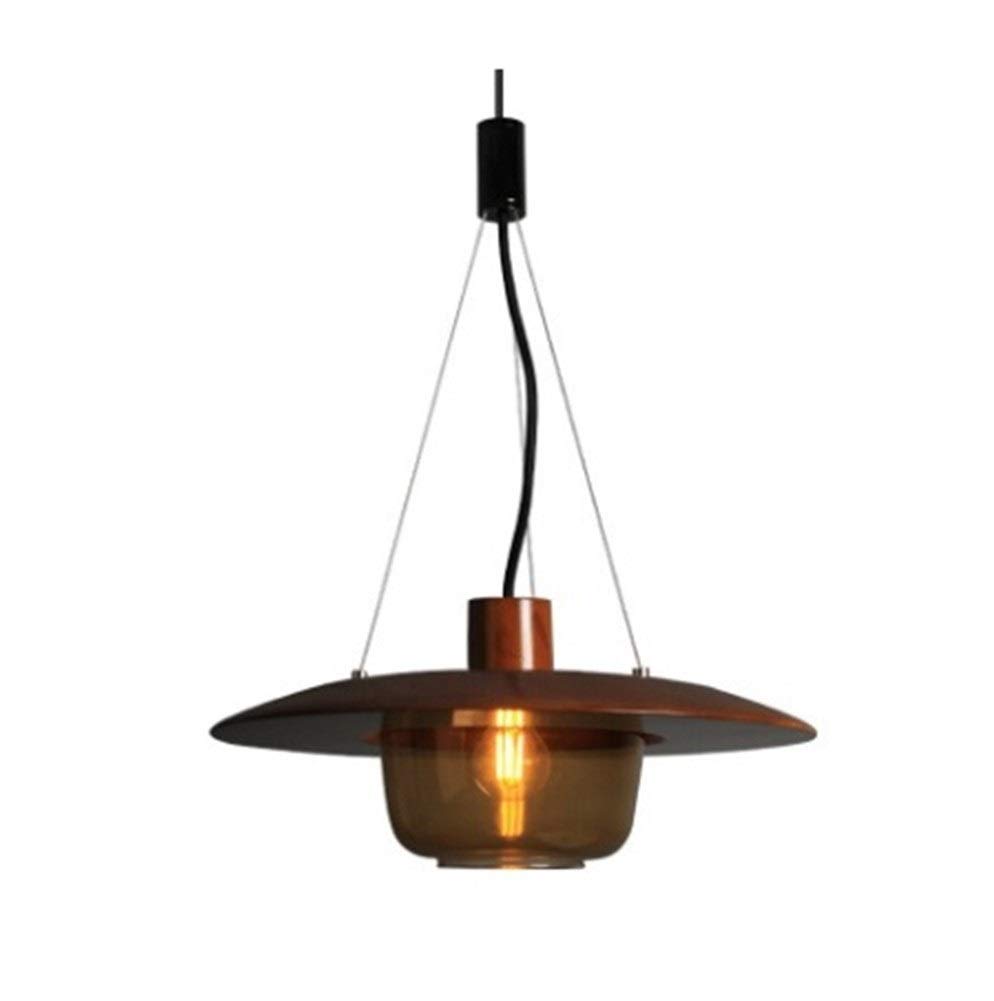 Industrial Loft Style LED Pendant Light Fixture - Wood & Glass Chandelier Hanging Lamp for Home Decor, Restaurant Lighting | Modern Ceiling Light for Dining Room, Kitchen, Cafe, Bedroom