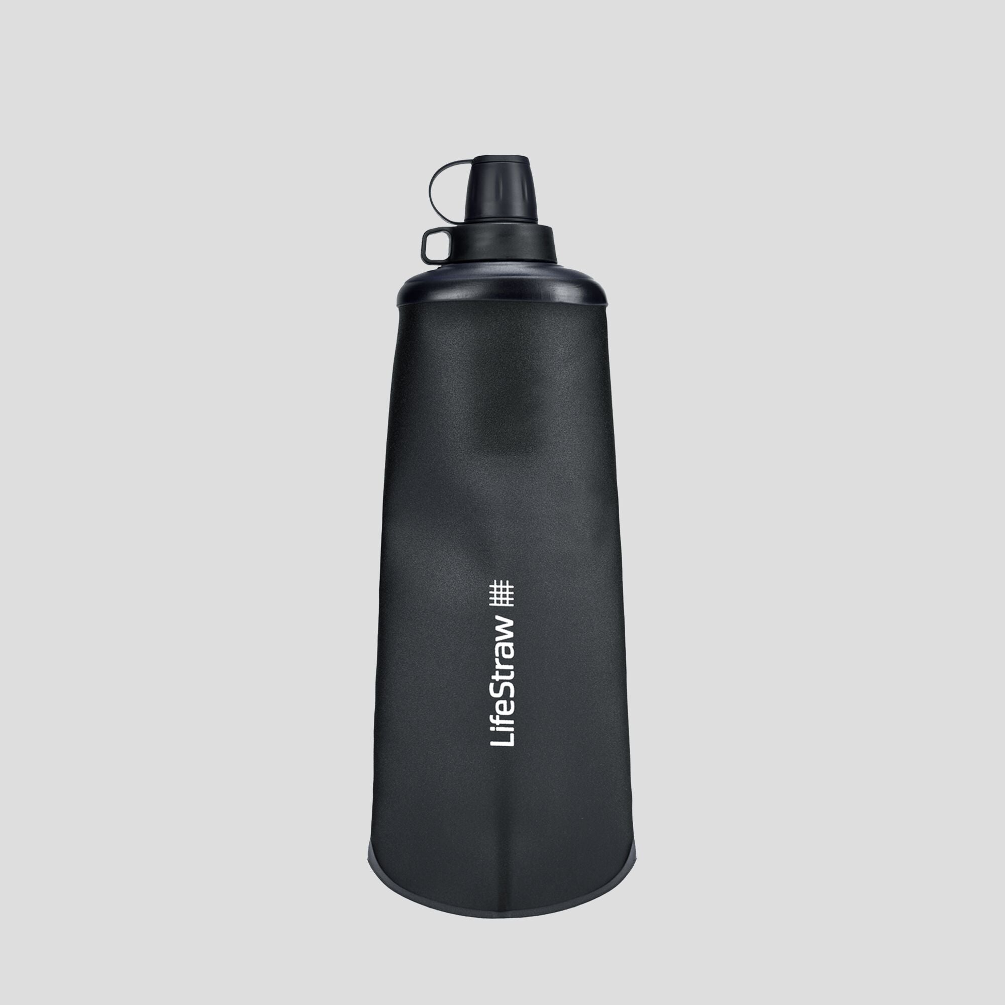LifeStraw Peak Squeeze Water Filter Bottle 1L - Portable Gravity Purifier for Hiking, Camping & Emergency Preparedness (Dark Grey)