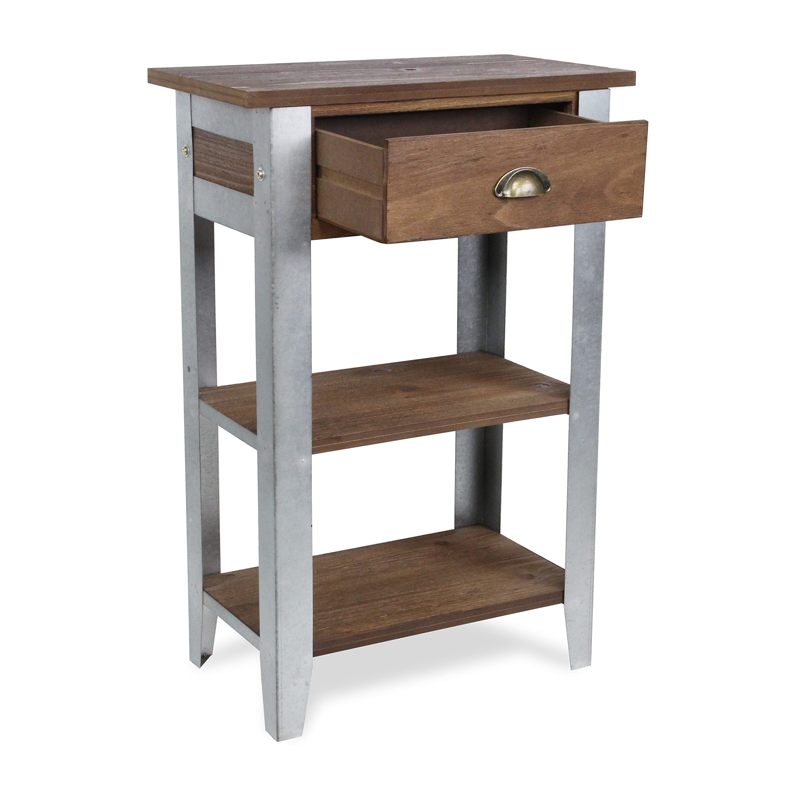 Cheung's Solid Wood Table with Galvanized Metal Legs - Rustic Brown Finish | Perfect for Dining Room, Kitchen, or Outdoor Patio Furniture