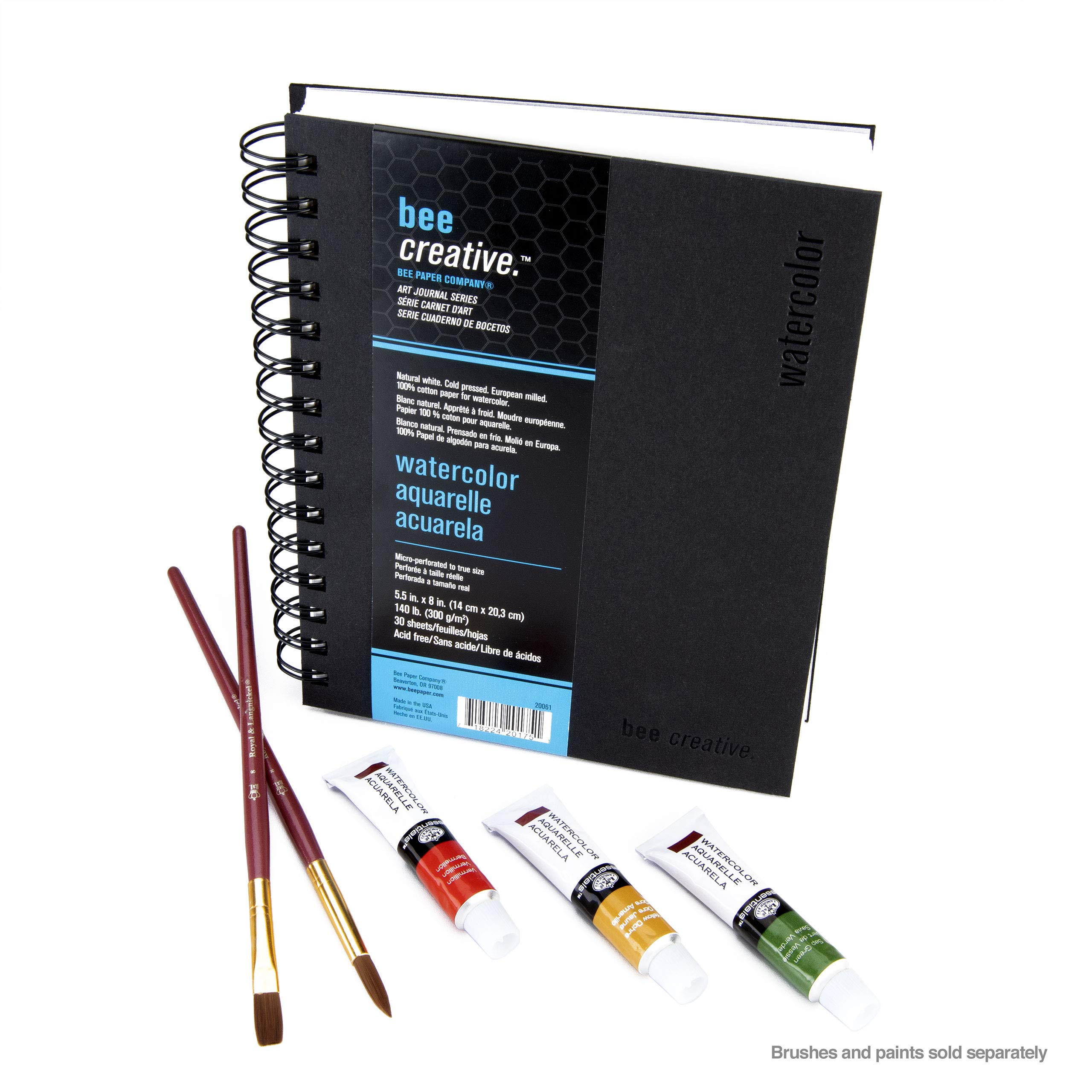 Bee Creative Watercolor Journal - 5.5x8 Inches Sketchbook for Artists, Travelers & Students | Perfect for Watercolor Painting, Journaling & Mixed Media Art