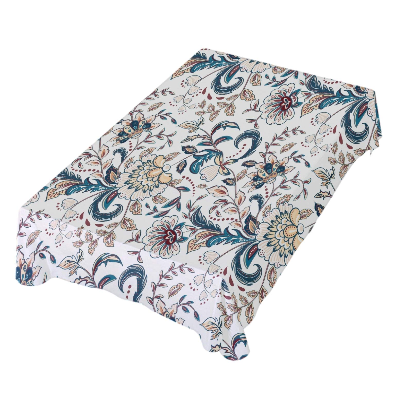 French Vintage Provence Style 54 Inch Square Tablecloth - Floral Polyester Table Decoration for Party, Wedding, Dinner & Home Decor - Perfect for Indoor/Outdoor Dining, Tea Parties & Special Events
