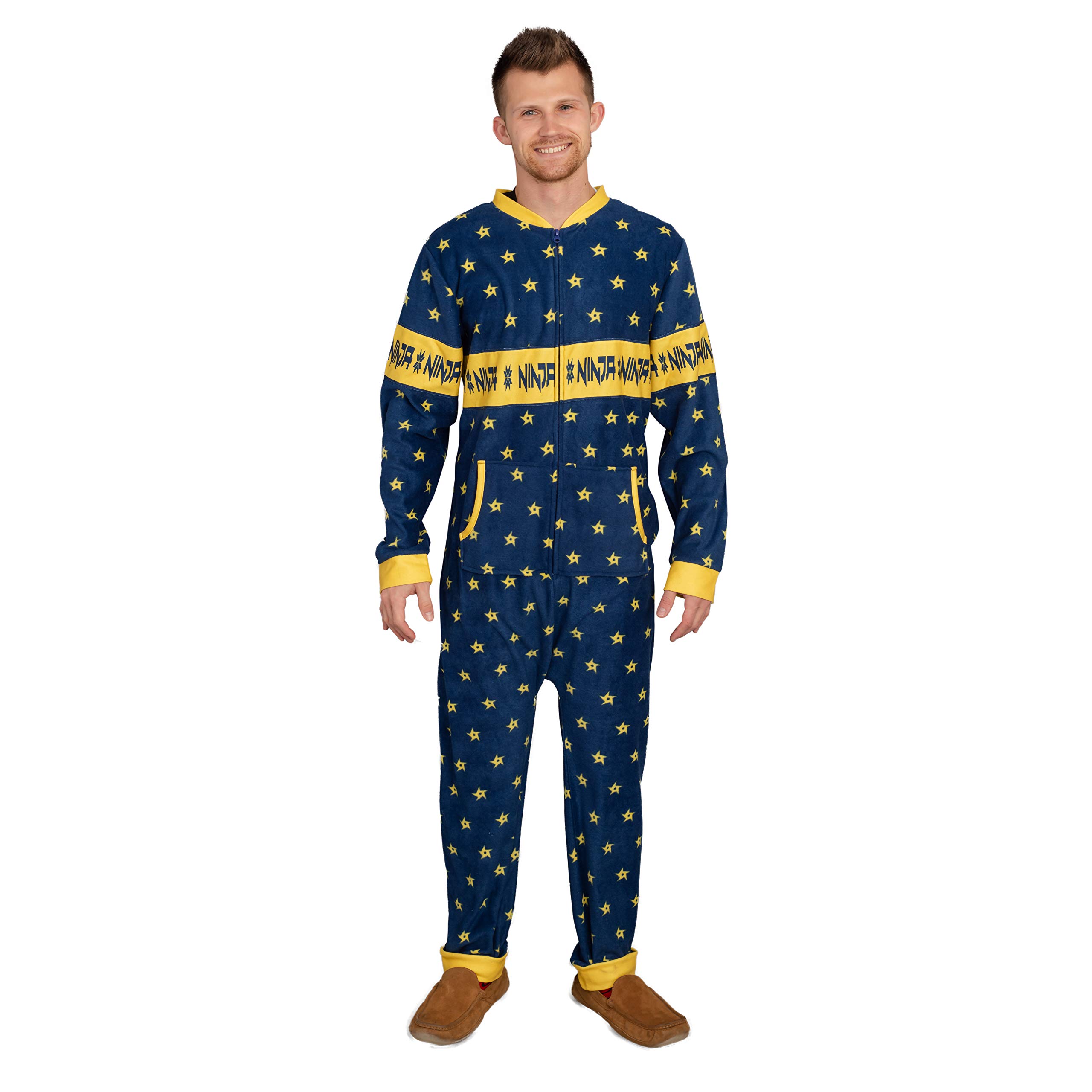 Ninja Video Game Streamer Shurikens Pajama Union Suit - Comfortable Cosplay Costume for Gaming, Anime Conventions & Sleepovers