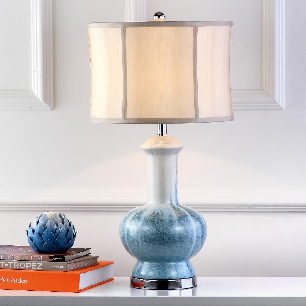 SAFAVIEH Leona Modern Cream & Blue Ombre Ceramic Table Lamp - 29 Inch LED Bedside Lamp for Bedroom, Living Room, Home Office & Nightstand (Bulb Included) | Elegant Lighting for Reading, Working & Relaxing
