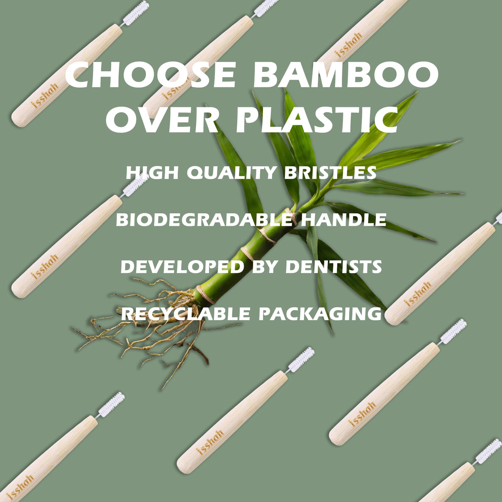 Eco-Friendly Bamboo Interdental Brushes for Teeth Cleaning - FSC Certified & PETA Approved - Size 2 (0.5mm) - 40 Count Pack - Perfect for Travel, Home & Office Dental Care