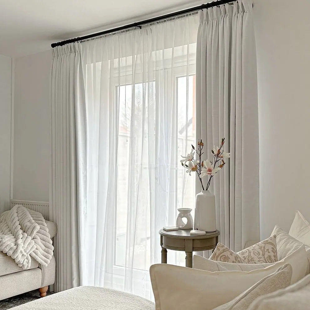Motorized Blackout Pinch Pleat Curtains - Ready Made for Living Room & Bedroom - Noise Reduction & Light Blocking for Better Sleep