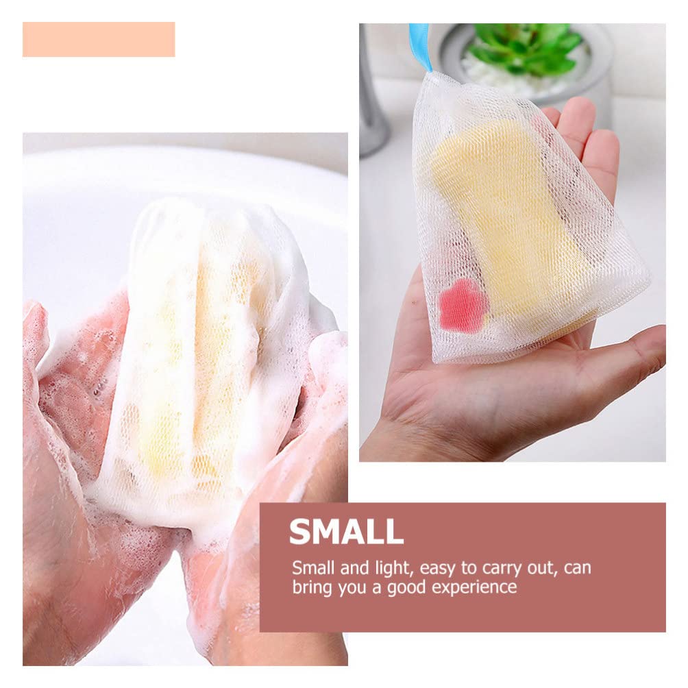 Healeved 2-Pack Exfoliating Soap Bag with Mesh Pouch - Foaming Net Soap Saver for Body Scrub & Shower Loofah (White) - Perfect for Travel, Bath & Shower Essentials