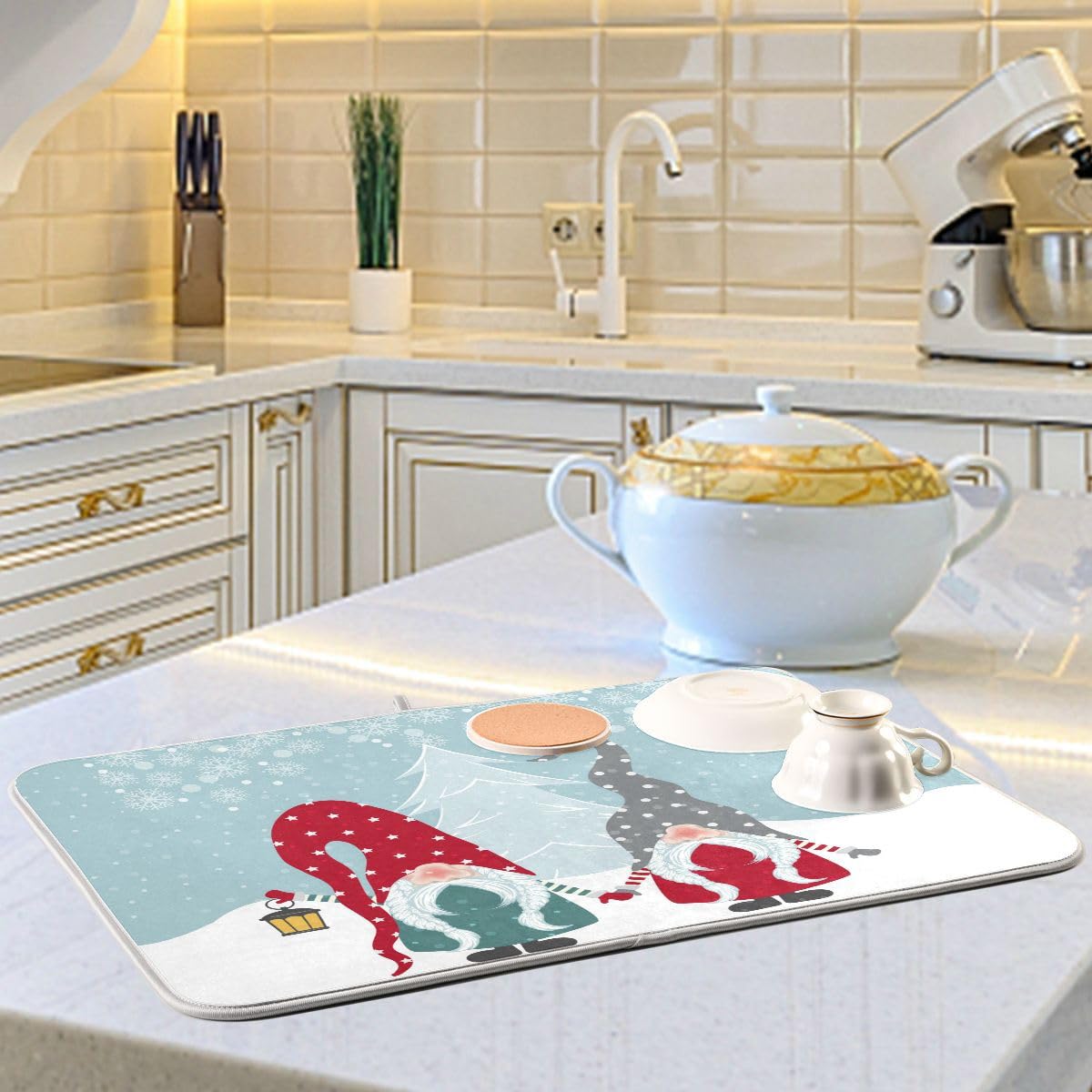 Christmas Happy Gnomes Dish Drying Mat - 18