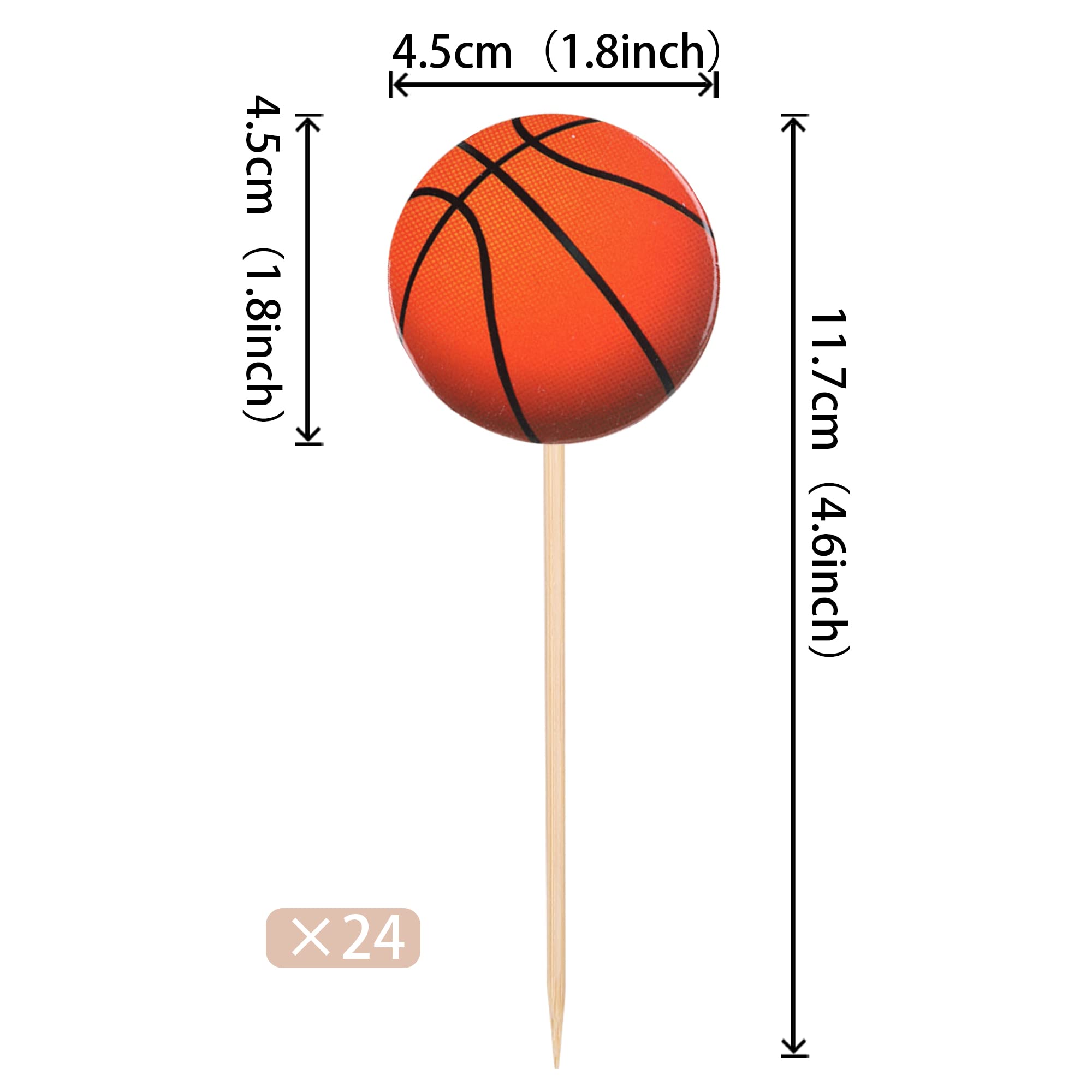 36 PCS Basketball Cupcake Toppers - NBA Star Sports Ball Cupcake Picks for Baby Shower, Basketball Theme Birthday Party, Cake Decorations & Supplies - Perfect for Sports Lovers, Kids Parties, and Game Day Celebrations
