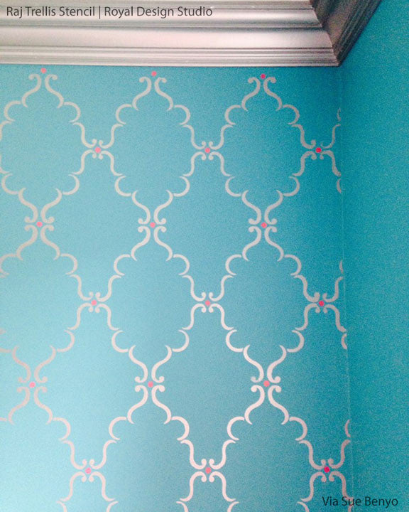 Raj Trellis Indian Wall Stencil - DIY Home Decor Stencil for Wall Painting, Mehndi & Mandala Art - Perfect for Bedroom, Living Room, and Nursery Wall Designs