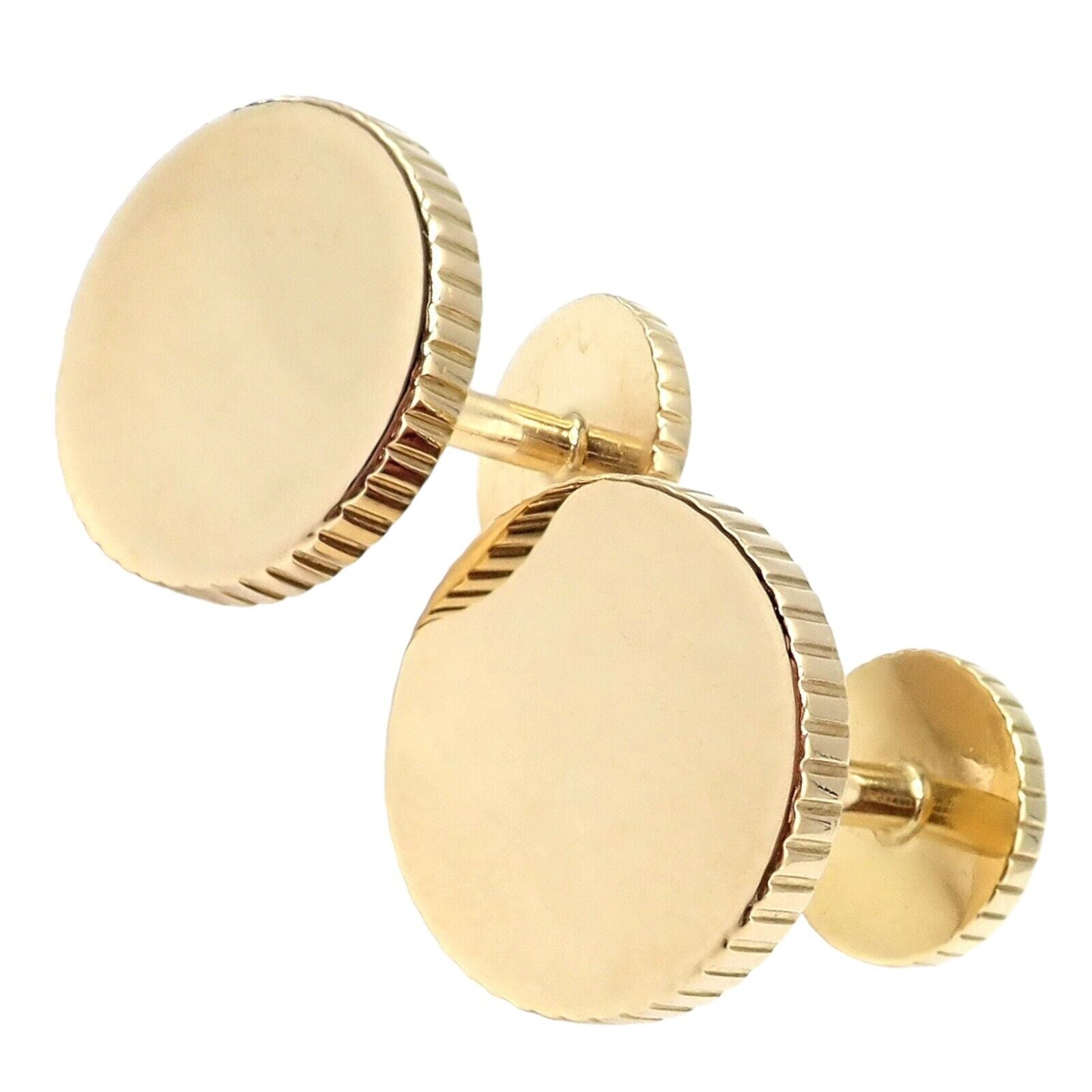 Vintage Tiffany & Co. 18k Yellow Gold Coin Edge Circle Cufflinks - Limited Edition 2003 - Perfect for Weddings, Business Meetings & Formal Events
