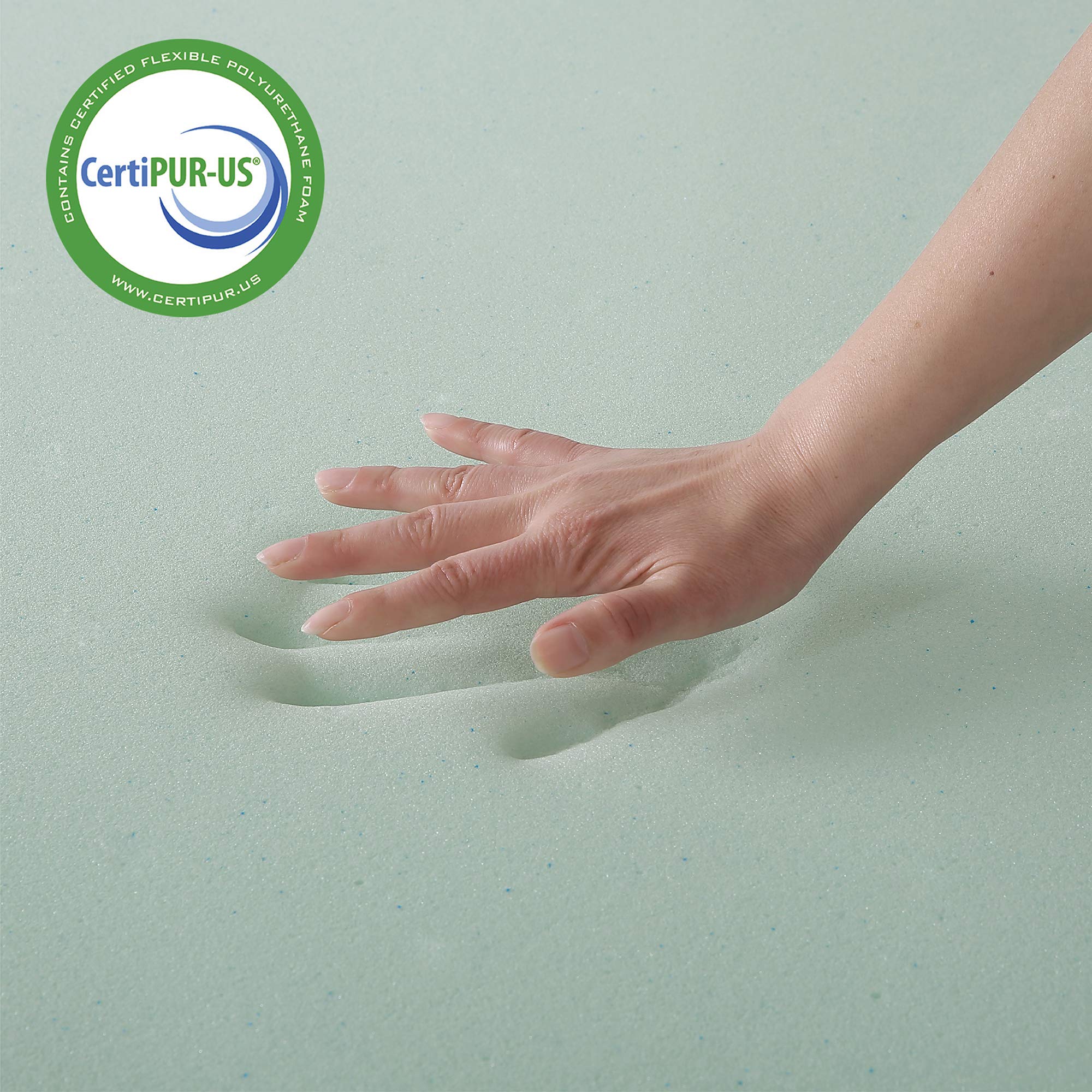 4 Inch Memory Foam Mattress Topper with Removable Cover - Green Tea Infused for Calming Sleep, Full Size, White | Cooling Bed Topper for Back Pain Relief & Pressure Point Support