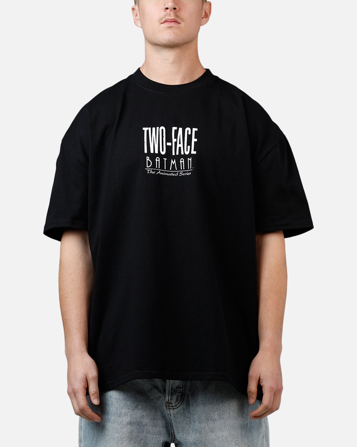 DC Batman Two-Face Heavyweight Graphic T-Shirt for Men - Black Cotton Vintage Tee - Perfect for Cosplay, Comic Con & Casual Wear