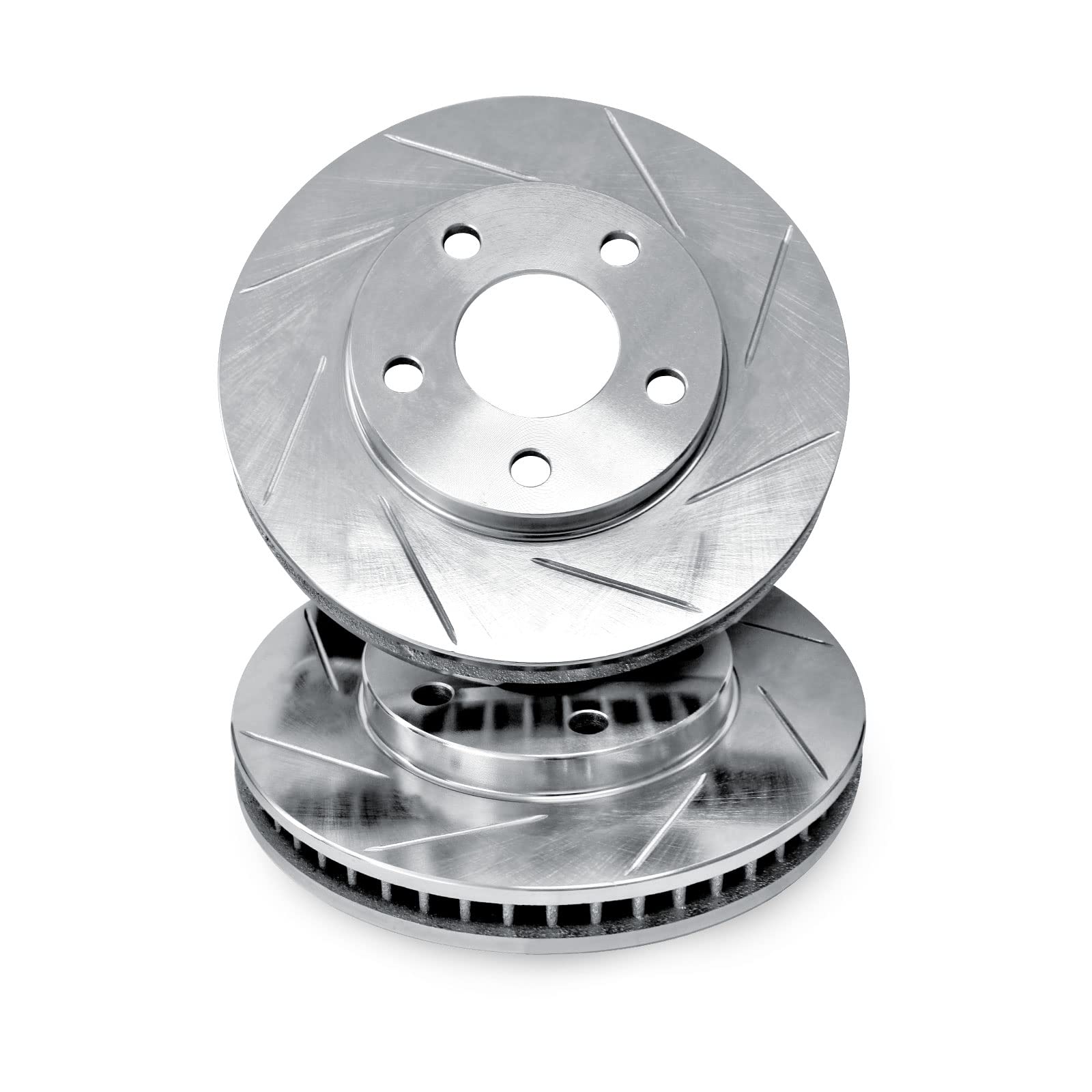 2001-2003 Audi S8 R1 Concepts Front Silver Zinc Diamond Slotted Brake Rotors - High Performance Braking for Track & Street Racing - Perfect for Sports Cars & Luxury Vehicles