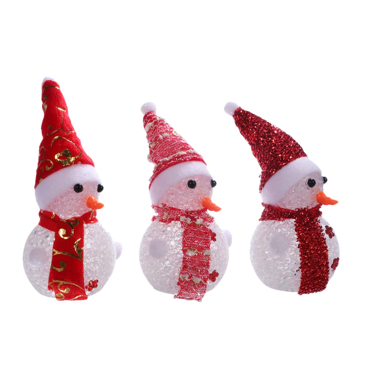 Amosfun 3-Pack 16cm LED Snowmen Lamps - Christmas Tree Hanging Ornaments with Santa Lights for Holiday Decor (Random Styles) - Perfect for Indoor Christmas Decorations, Gift Giving & Festive Home Lighting